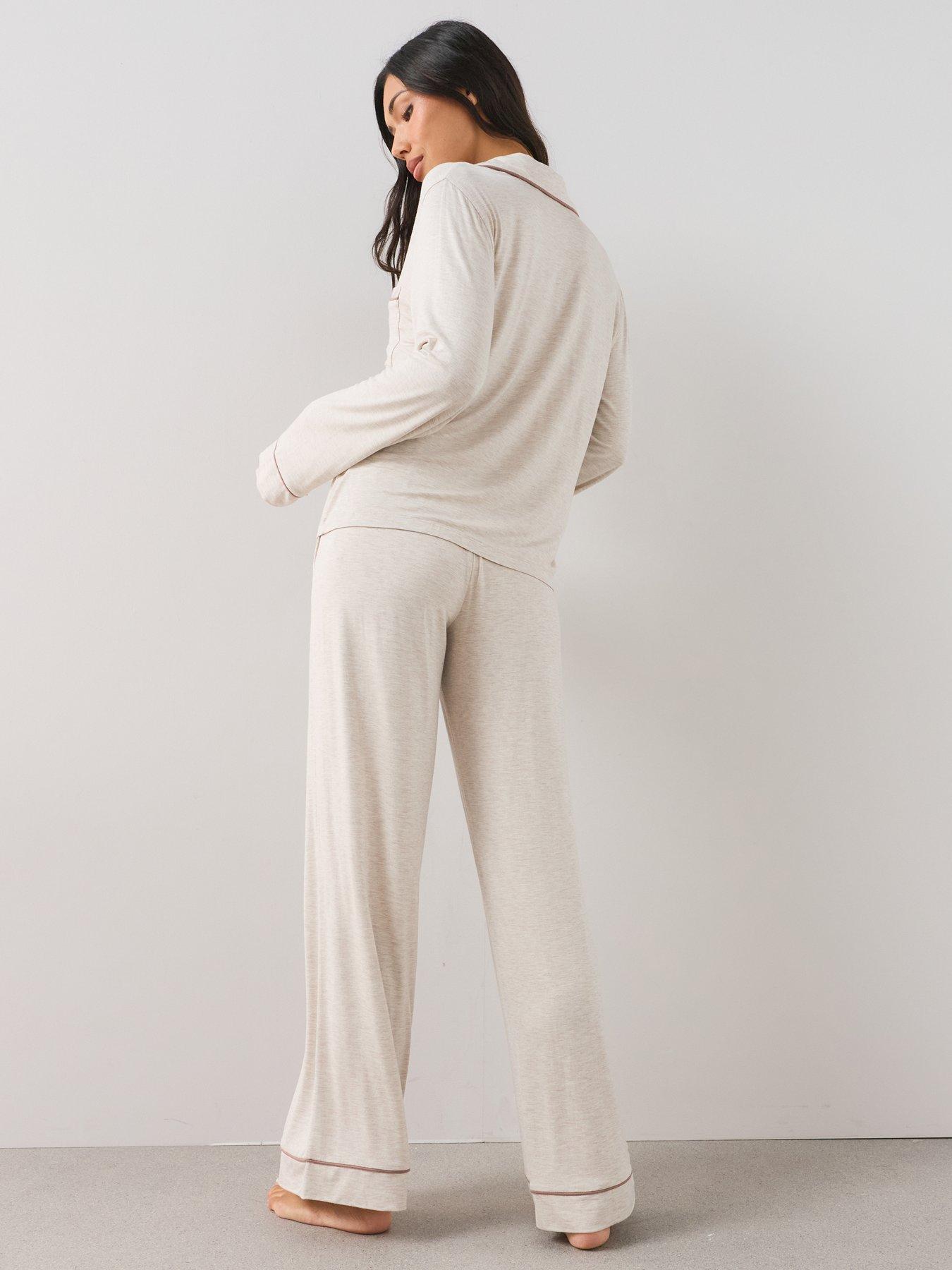 Image 2 of 7 of The Very Collection Jersey Revere Pyjama Set - Beige