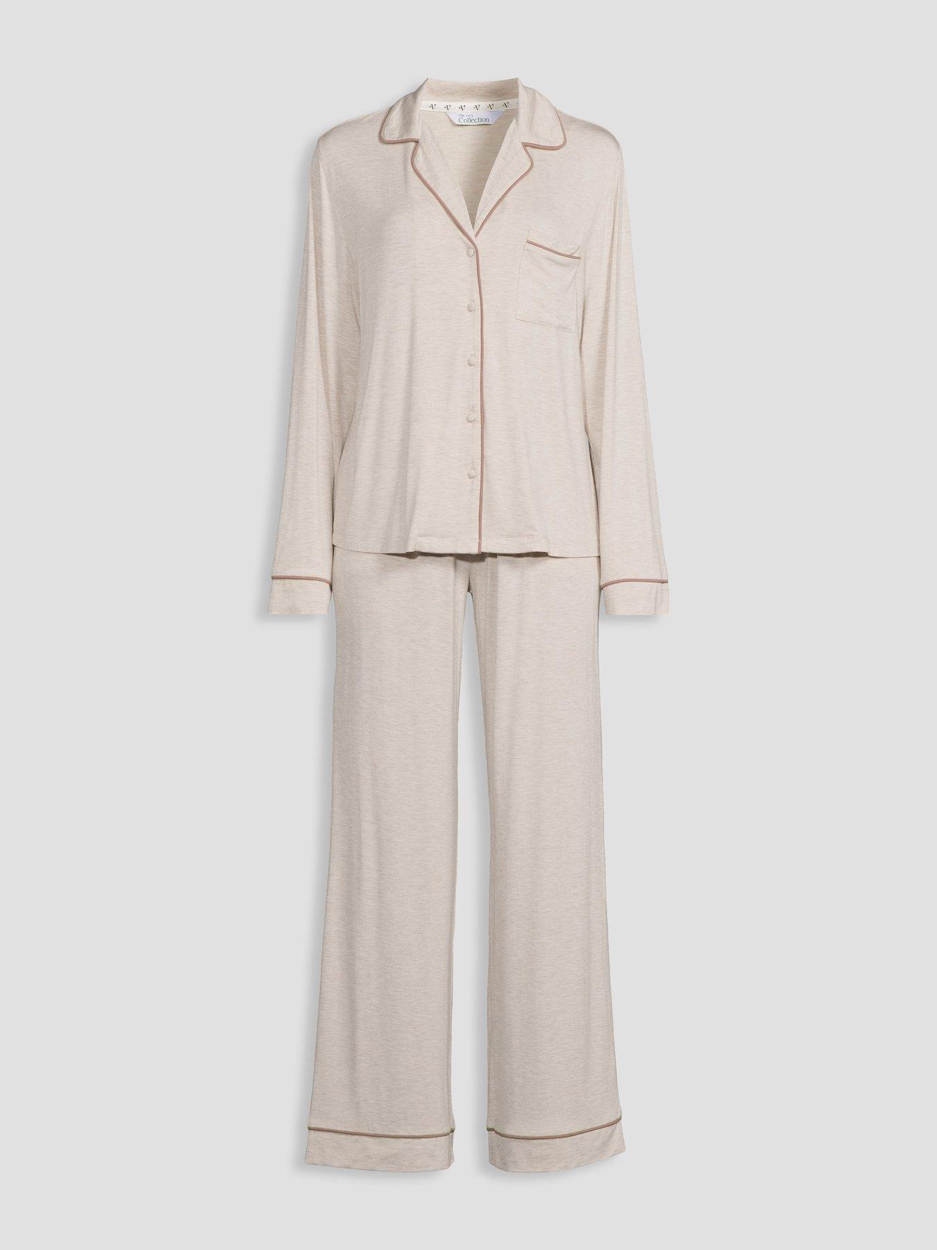 Image 7 of 7 of The Very Collection Jersey Revere Pyjama Set - Beige