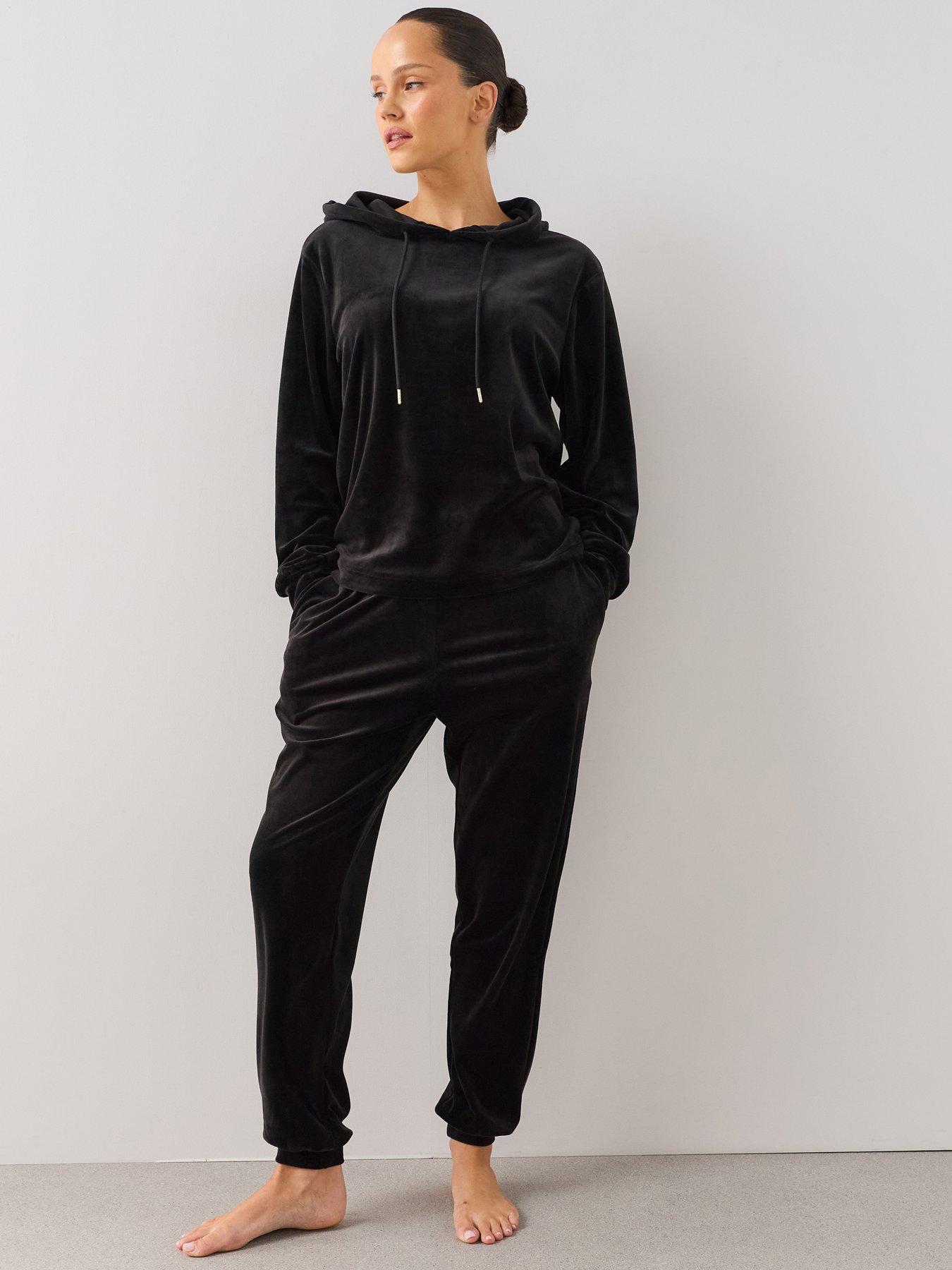 The Very Collection Velour Hoody And Jogger Loungewear Set - Black