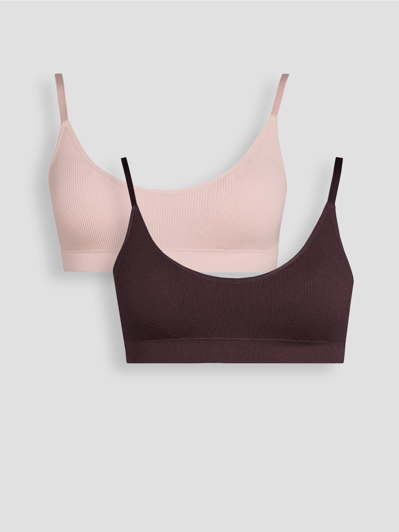 The Very Collection Womens Seamless Ribbed Adjustable Straps Bralet 2 Pack - Multi