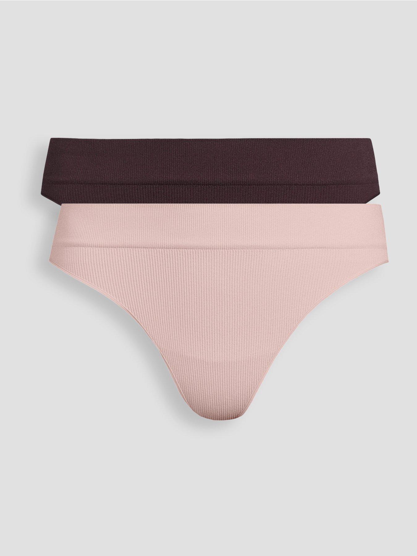 The Very Collection Womens Seamless Ribbed 2 Pack Thongs - Multi