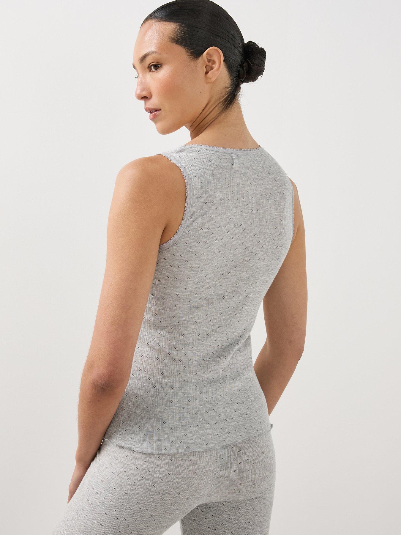 Image 3 of 5 of The Very Collection Womens 2 Pack Pointelle Thermal Vest - Black