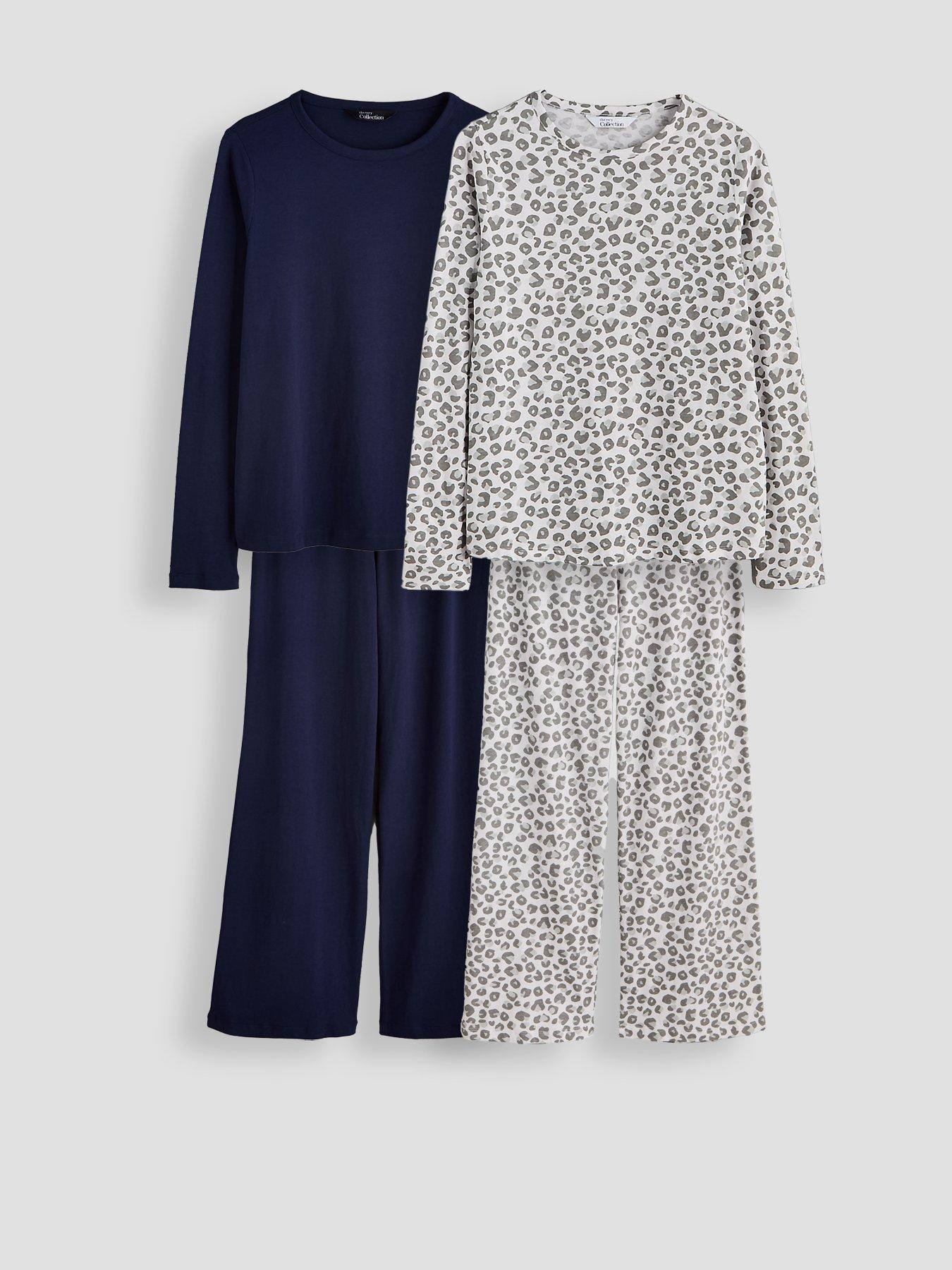 Image 1 of 7 of The Very Collection 2 Pack Cotton Rich Pyjama Set - Navy/animal