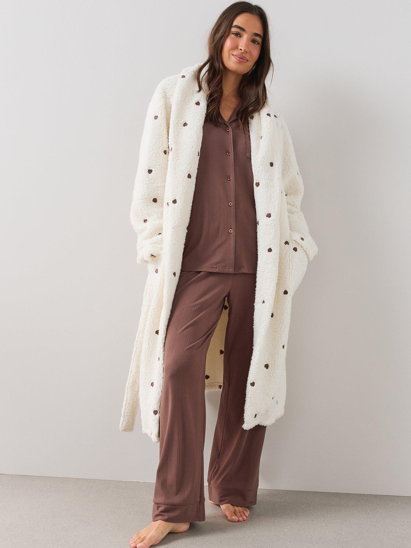 Image 3 of 6 of The Very Collection Soft Touch Jersey Revere Pyjama Set - Brown
