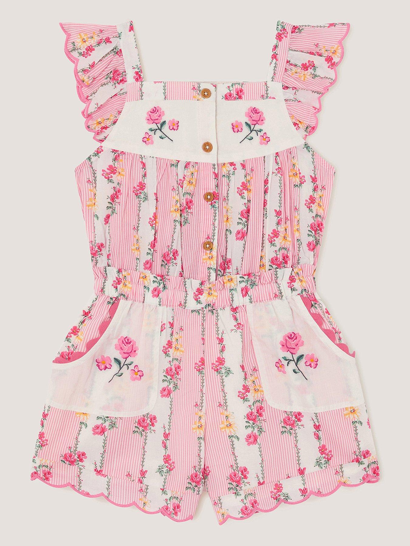 Monsoon Girls Country Charm Playsuit - Pink