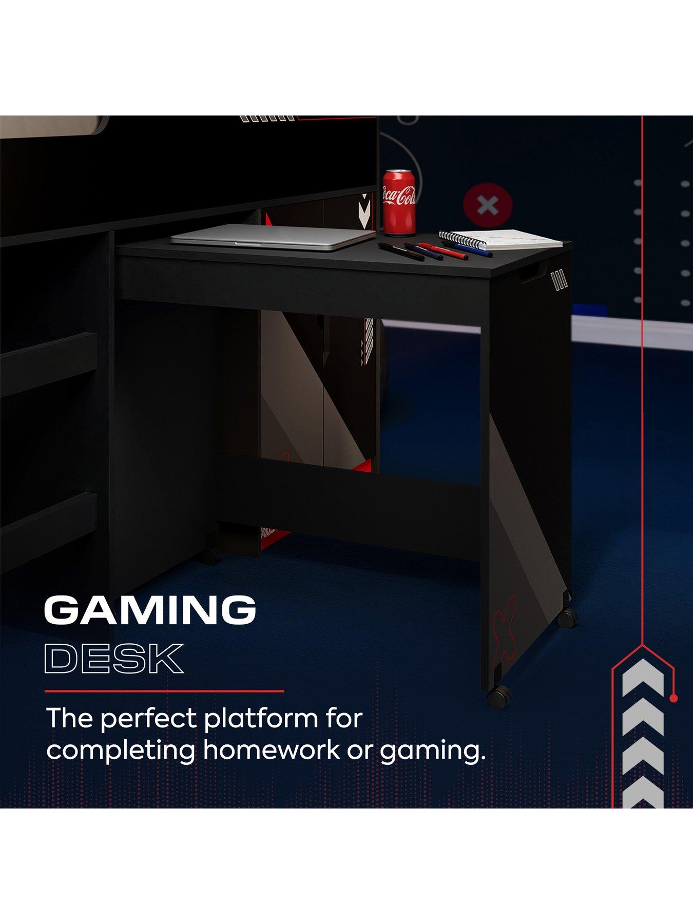 Image 4 of 7 of X Rocker Octane Mid Sleeper Gaming Cabin Bed Wardrobe And Pull-out Desk - Red