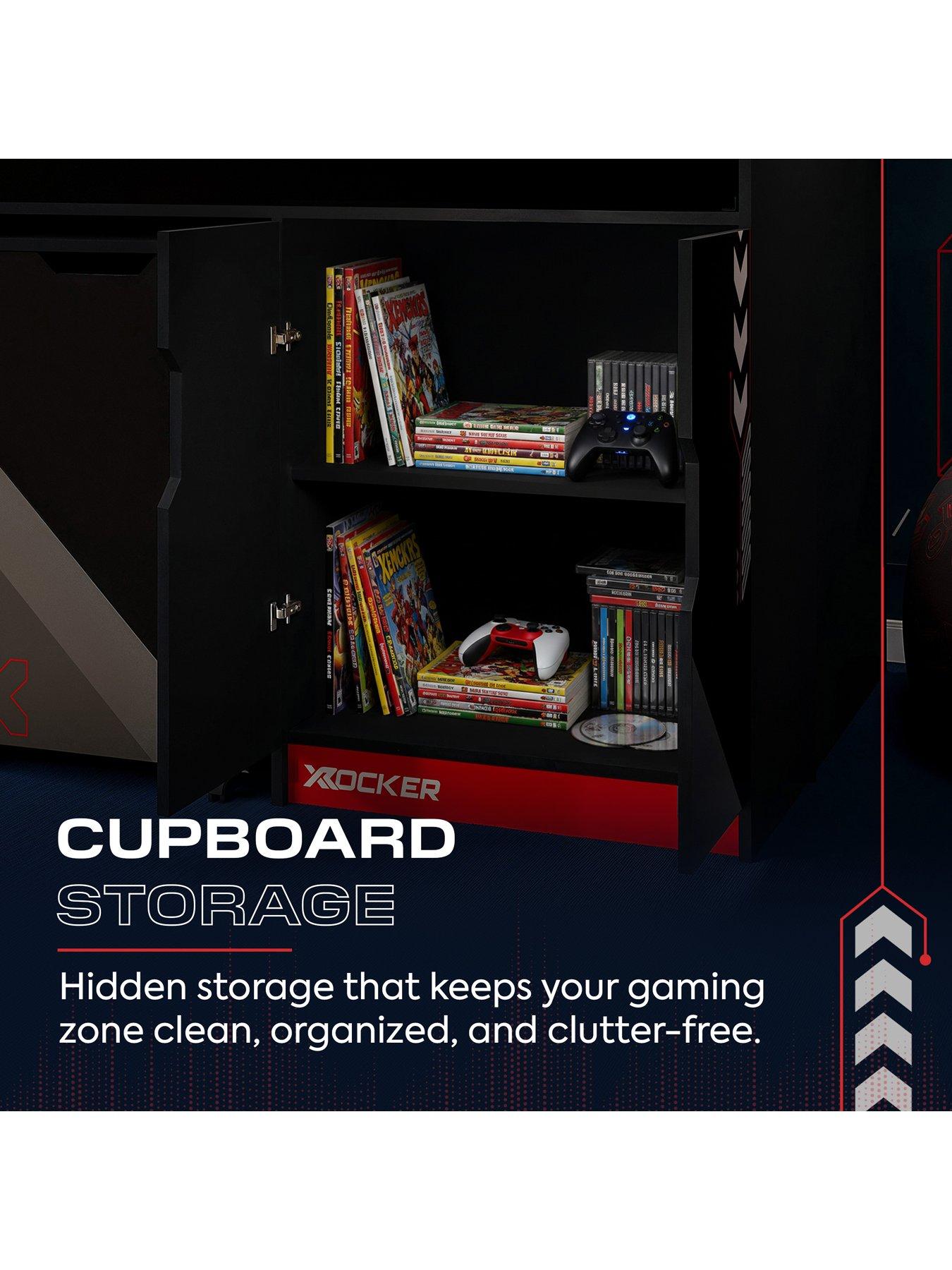 Image 5 of 7 of X Rocker Octane Mid Sleeper Gaming Cabin Bed Wardrobe And Pull-out Desk - Red