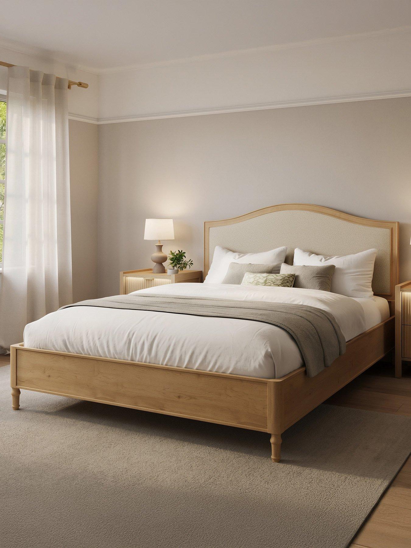 XR Living Emy French Style Wooden Shadow Ottoman Storage Bed - Oak/natura