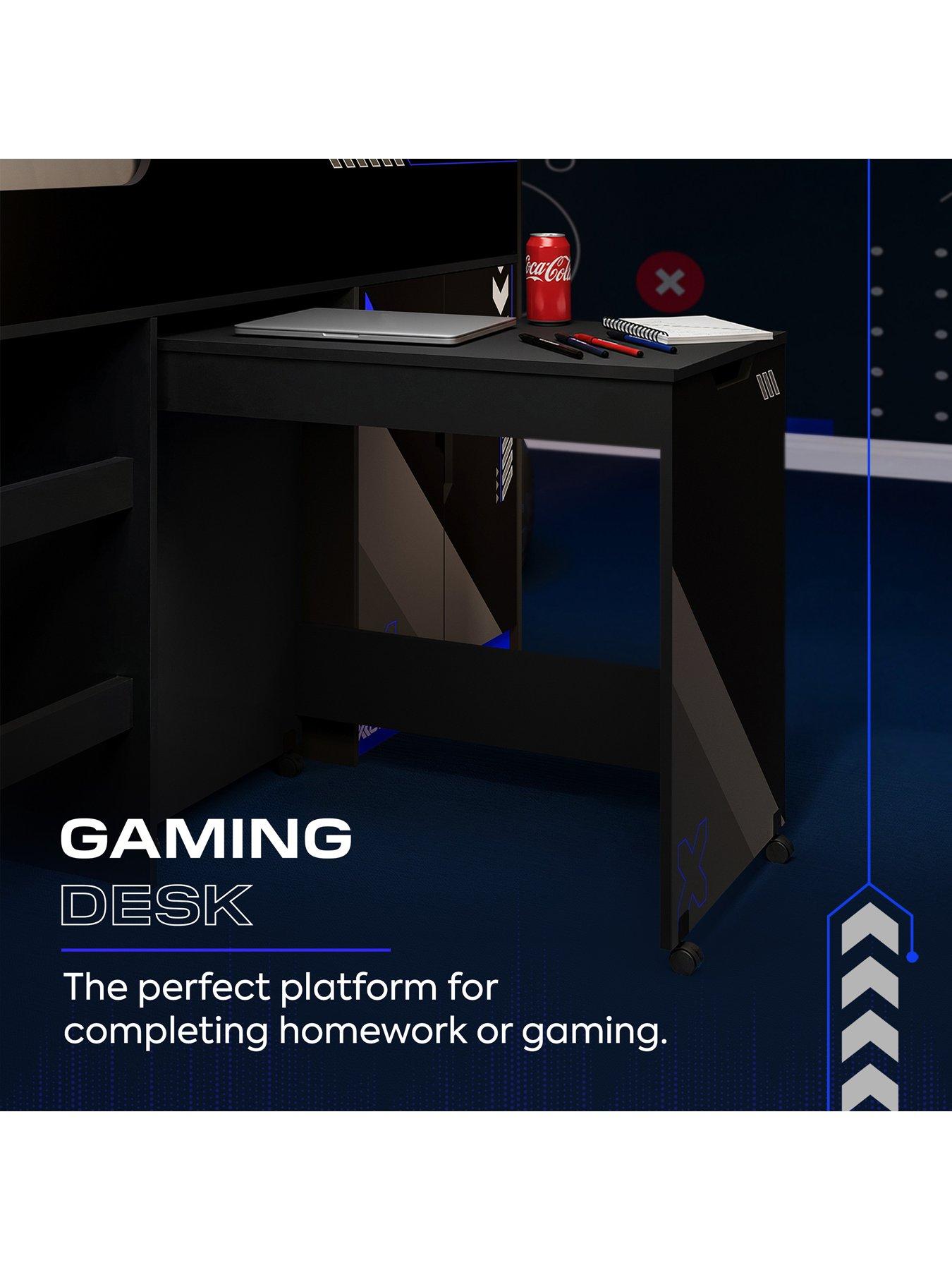 Image 4 of 7 of X Rocker Octane Midsleeper Gaming Cabin Bed With Wardrobe And Pull-out Desk - Blue
