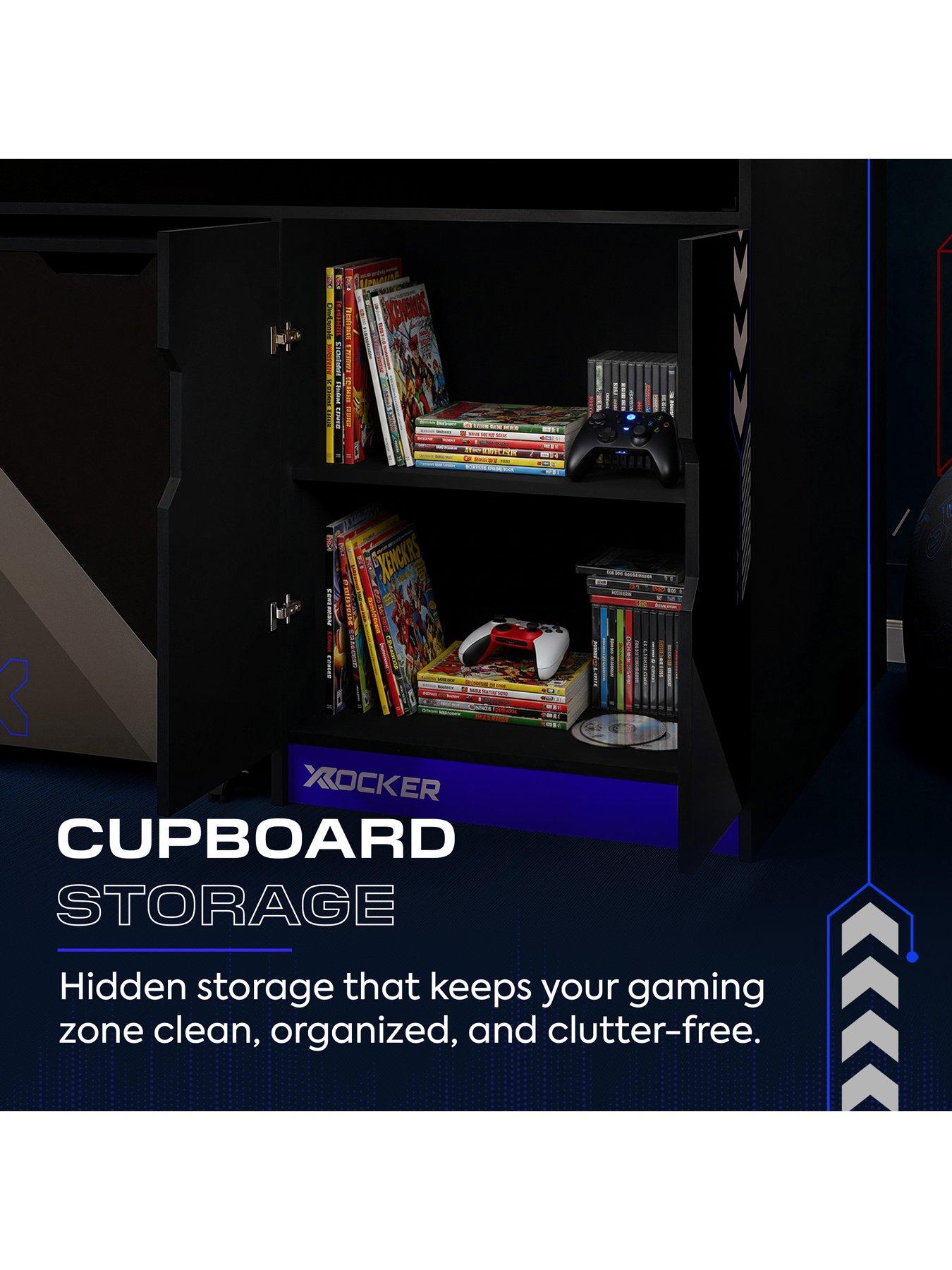 Image 5 of 7 of X Rocker Octane Midsleeper Gaming Cabin Bed With Wardrobe And Pull-out Desk - Blue