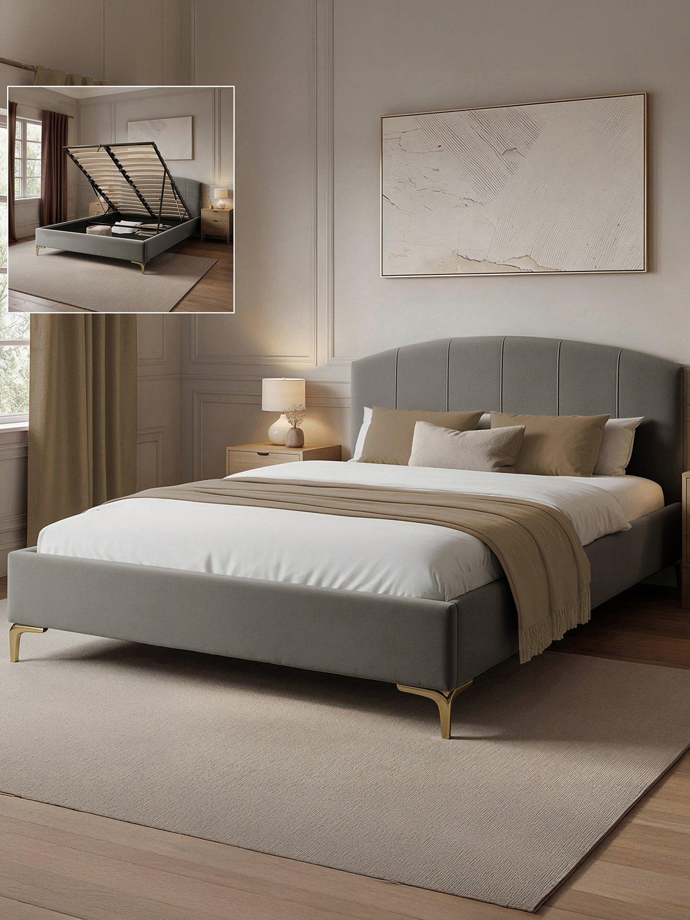 XR Living Avery Shadow Ottoman Bed - Grey - Double