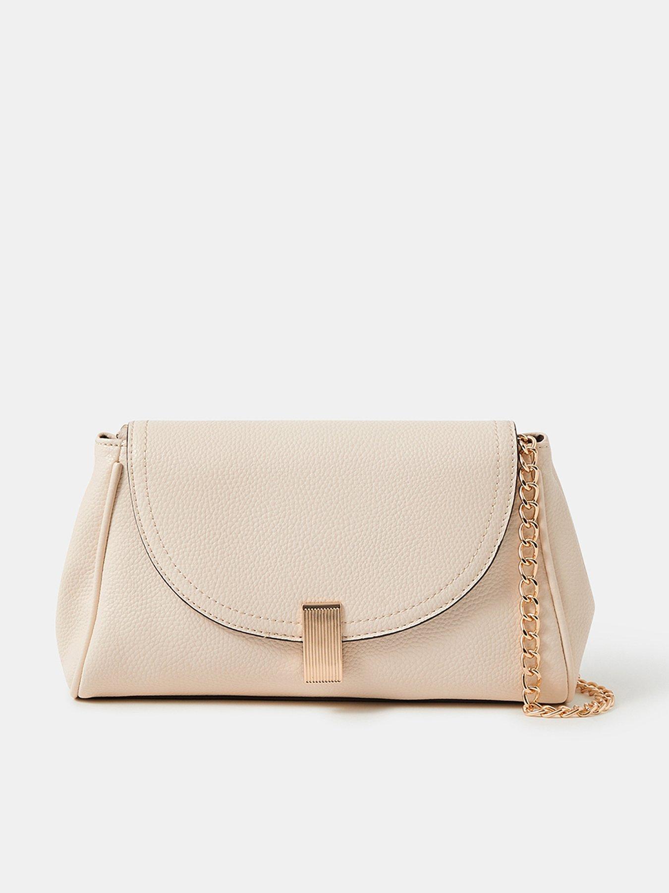Image 1 of 5 of Accessorize Lock Detail Clutch Bag - Cream