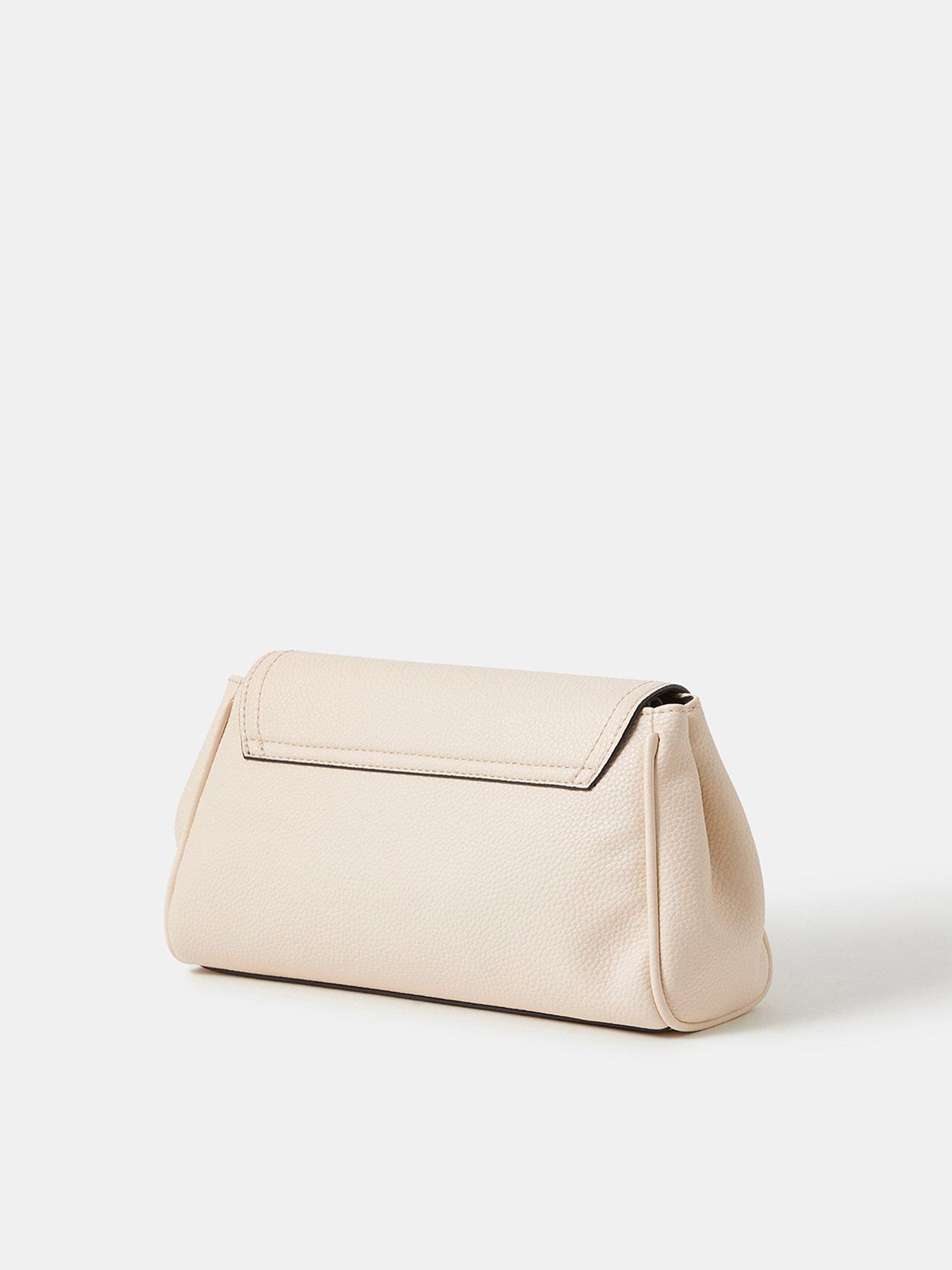 Image 3 of 5 of Accessorize Lock Detail Clutch Bag - Cream