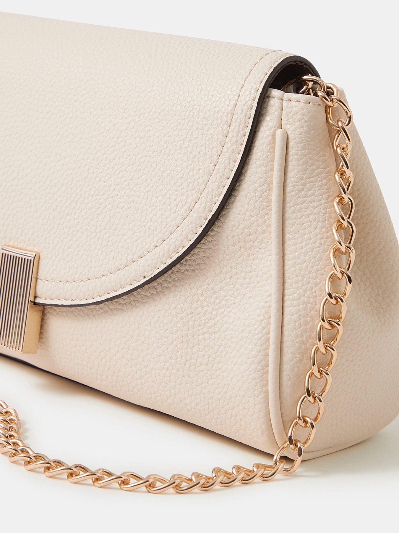 Image 4 of 5 of Accessorize Lock Detail Clutch Bag - Cream
