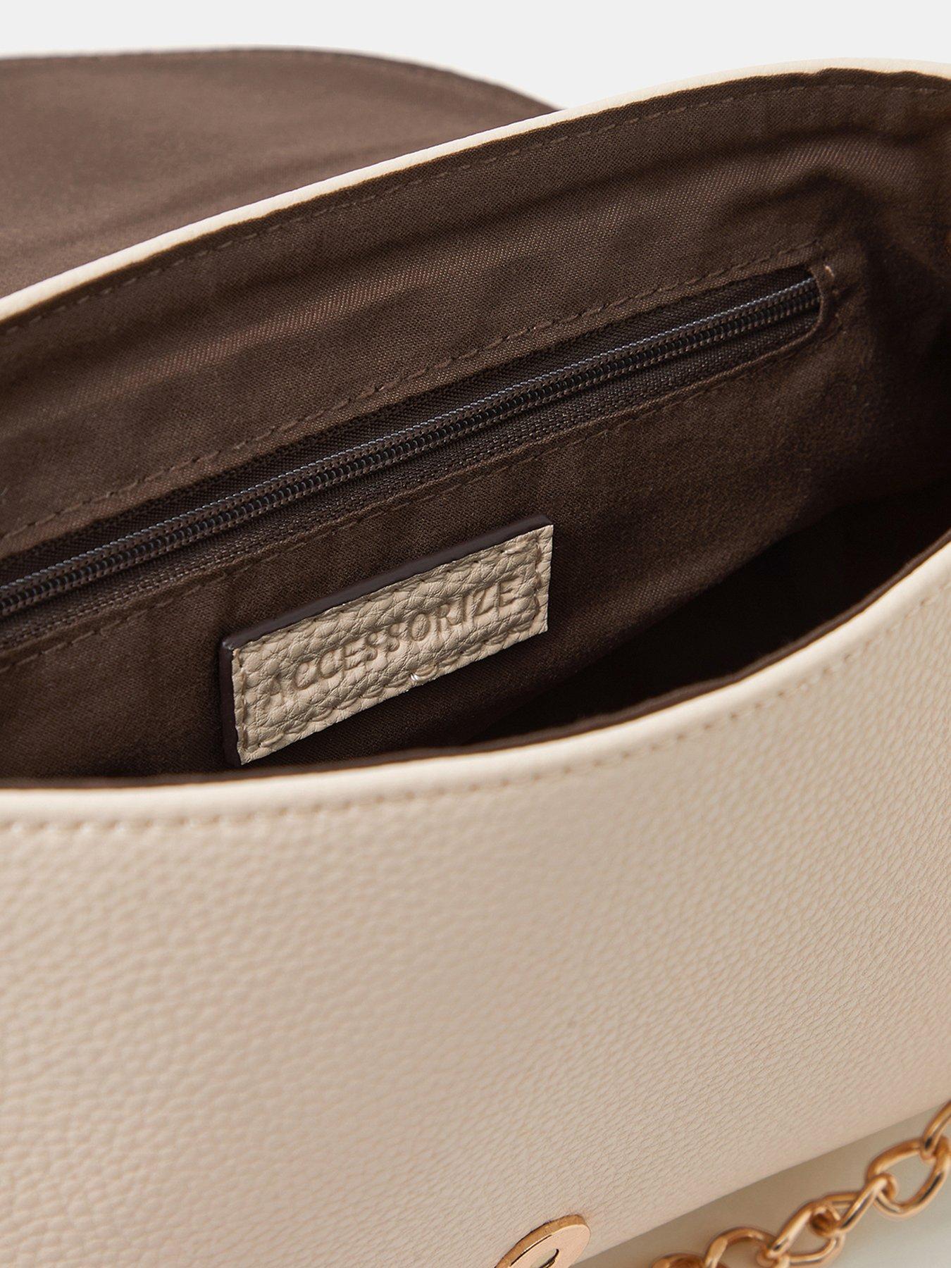 Image 5 of 5 of Accessorize Lock Detail Clutch Bag - Cream