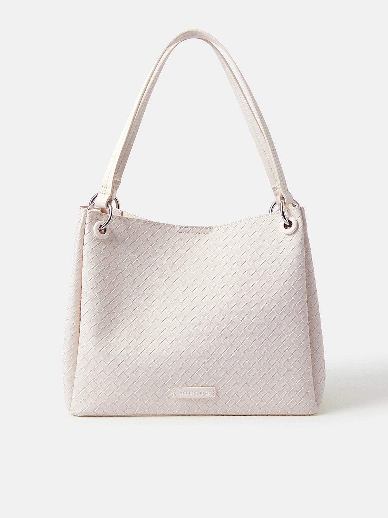 Image 1 of 5 of Accessorize Woven Shoulder Bag - Cream