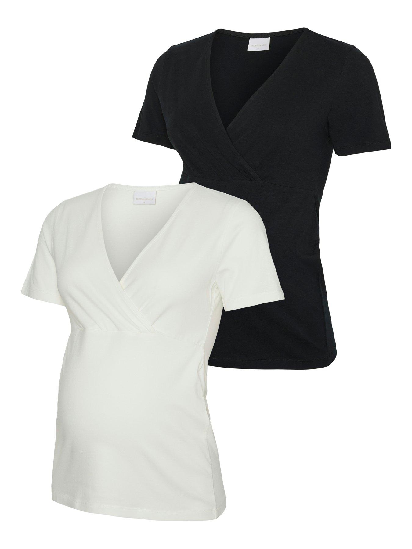 Mamalicious Maternity 2 Pack Wrap Top - White  &  - Black