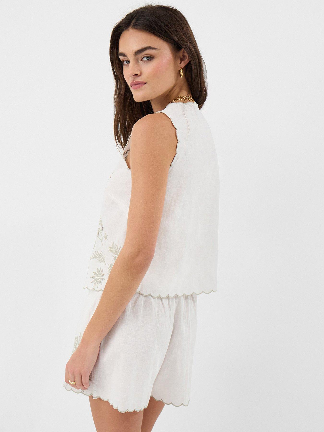 Image 2 of 5 of Accessorize Floral Cut Out Sleeveless - Cream