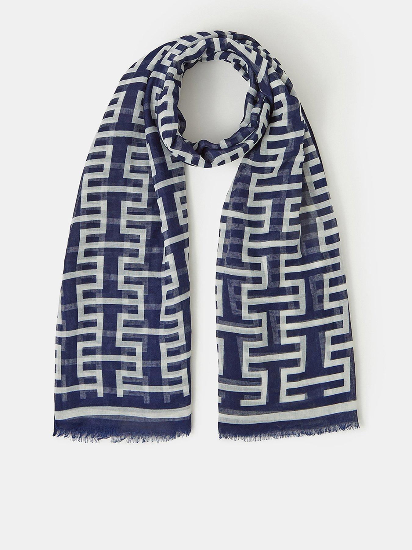 Image 1 of 3 of Accessorize Geometric Print Lightweight Scarf - Blue