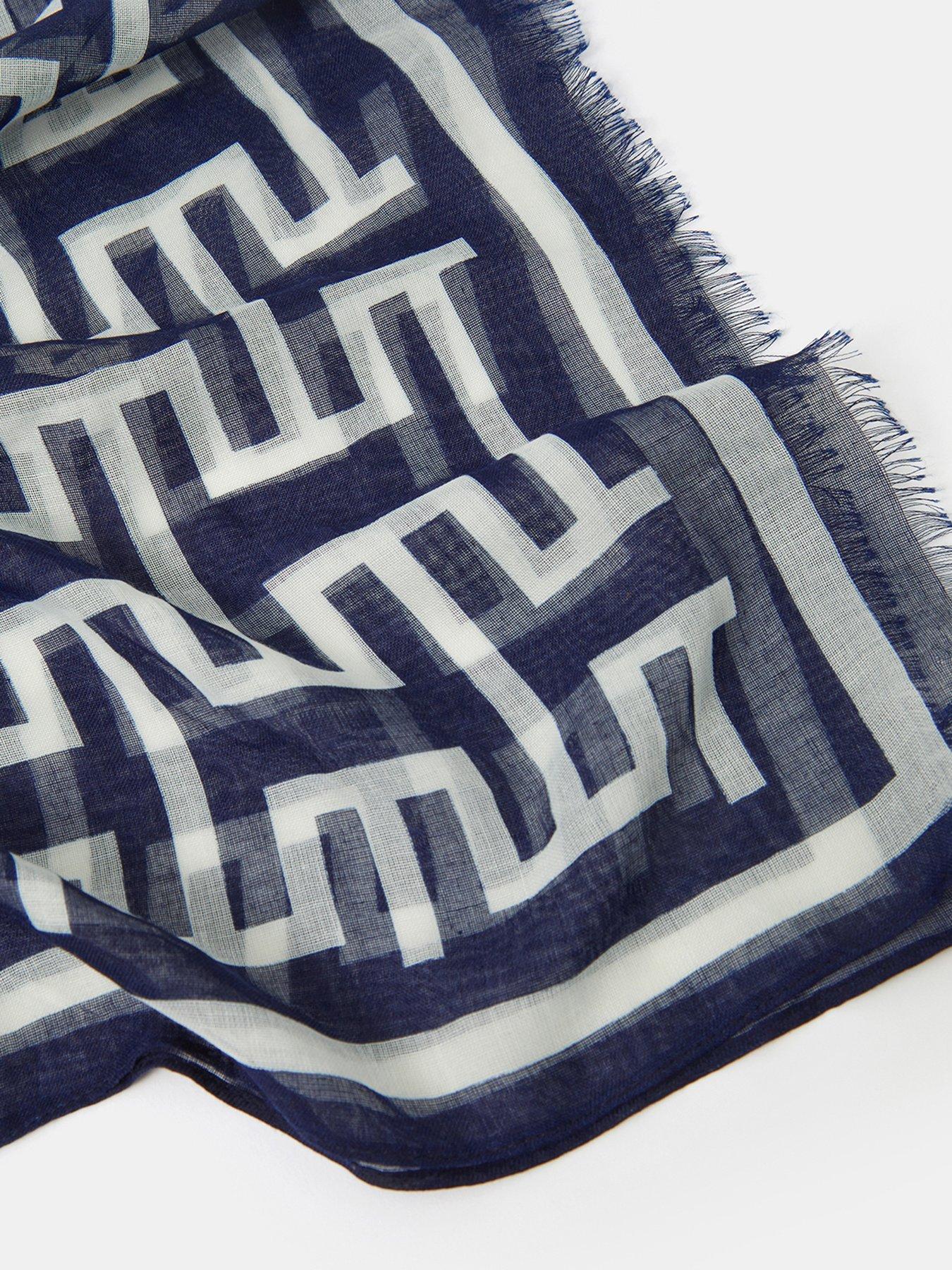 Image 3 of 3 of Accessorize Geometric Print Lightweight Scarf - Blue