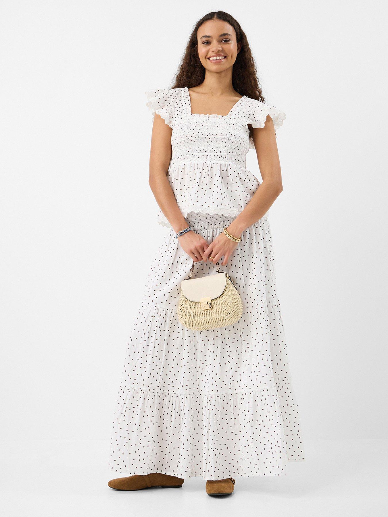 Image 3 of 5 of Accessorize Frill Polka Dot Smocked Top - Cream