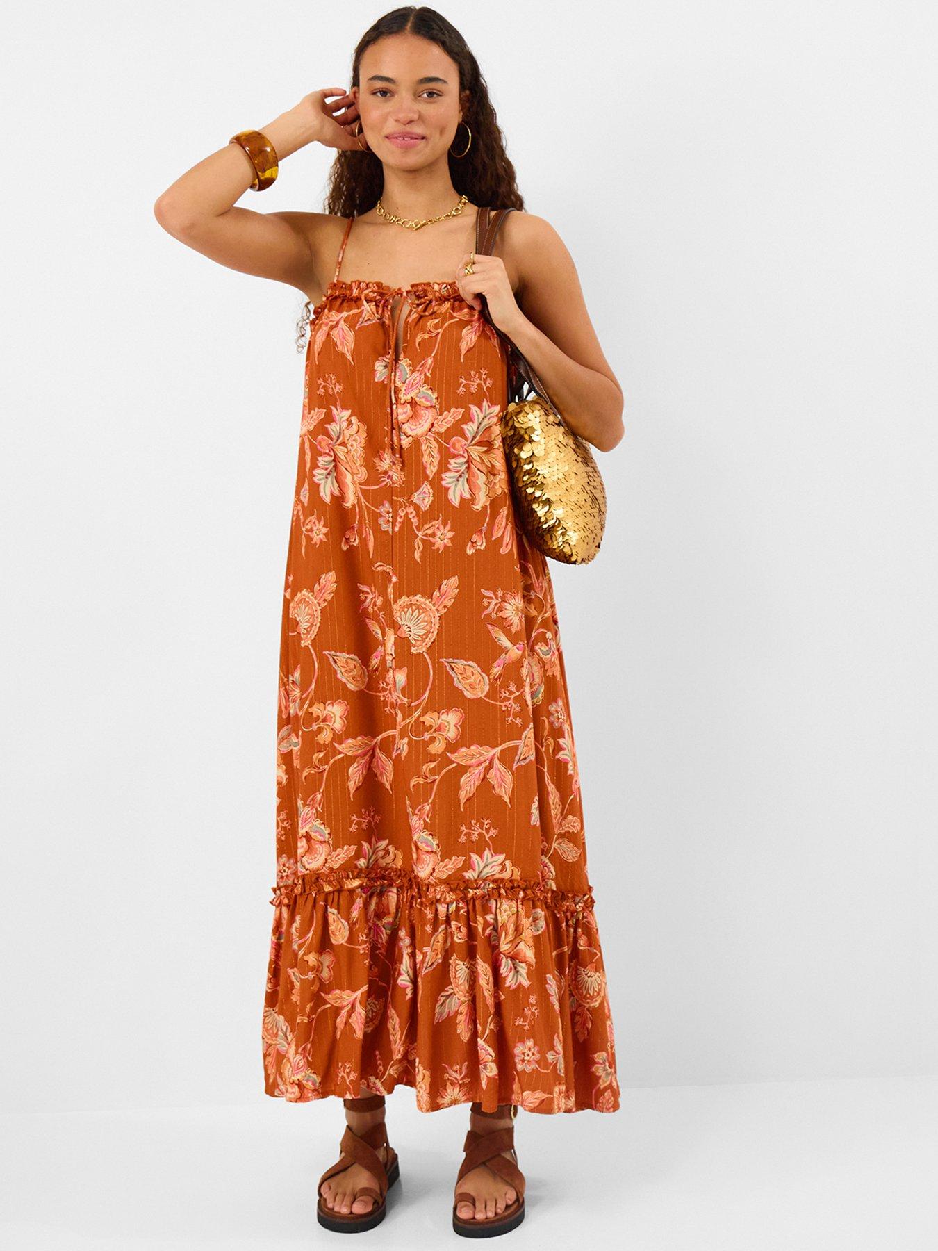 Accessorize Rust Floral Frill Maxi Dr