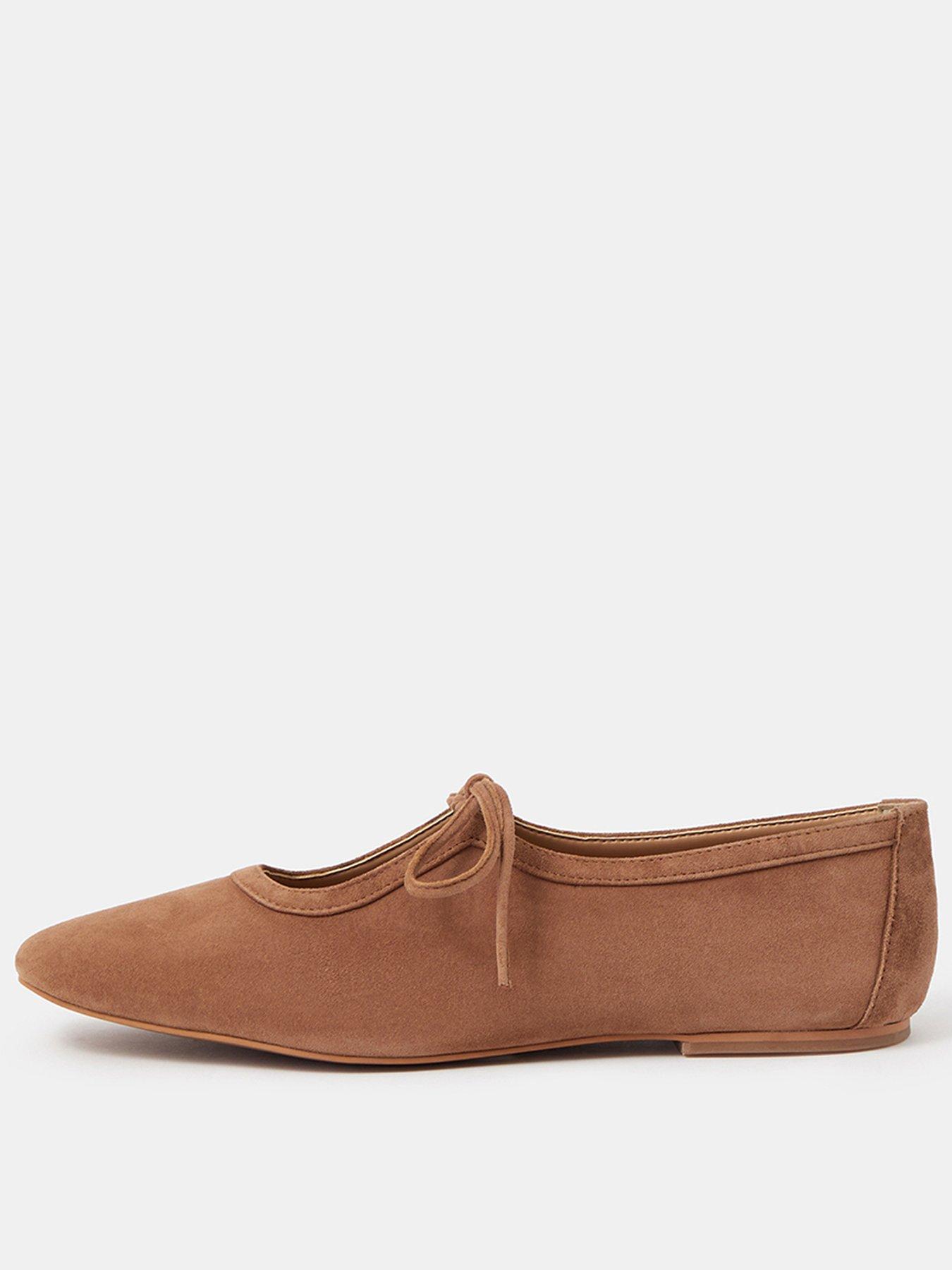 Accessorize Tie Suede Ballet Flats - Brown