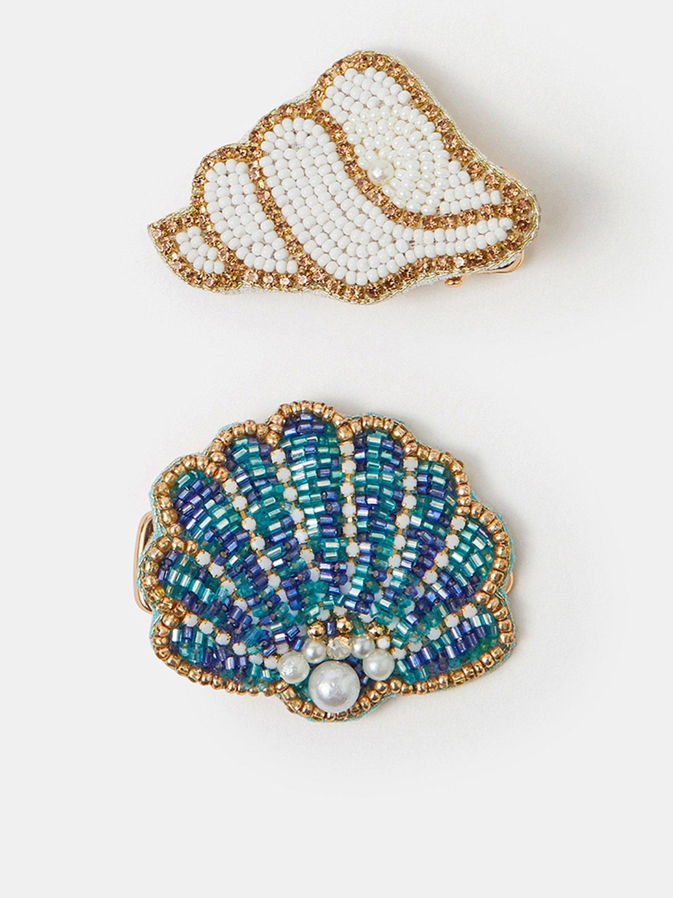 Accessorize 2 X Beaded Shell Snap Cli