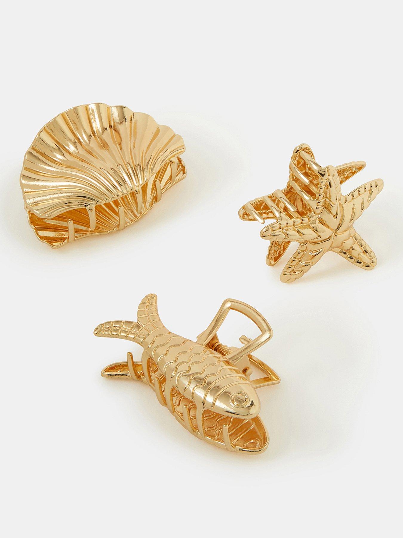 Image 3 of 3 of Accessorize 3-pack Ocean Metal Claw Clips