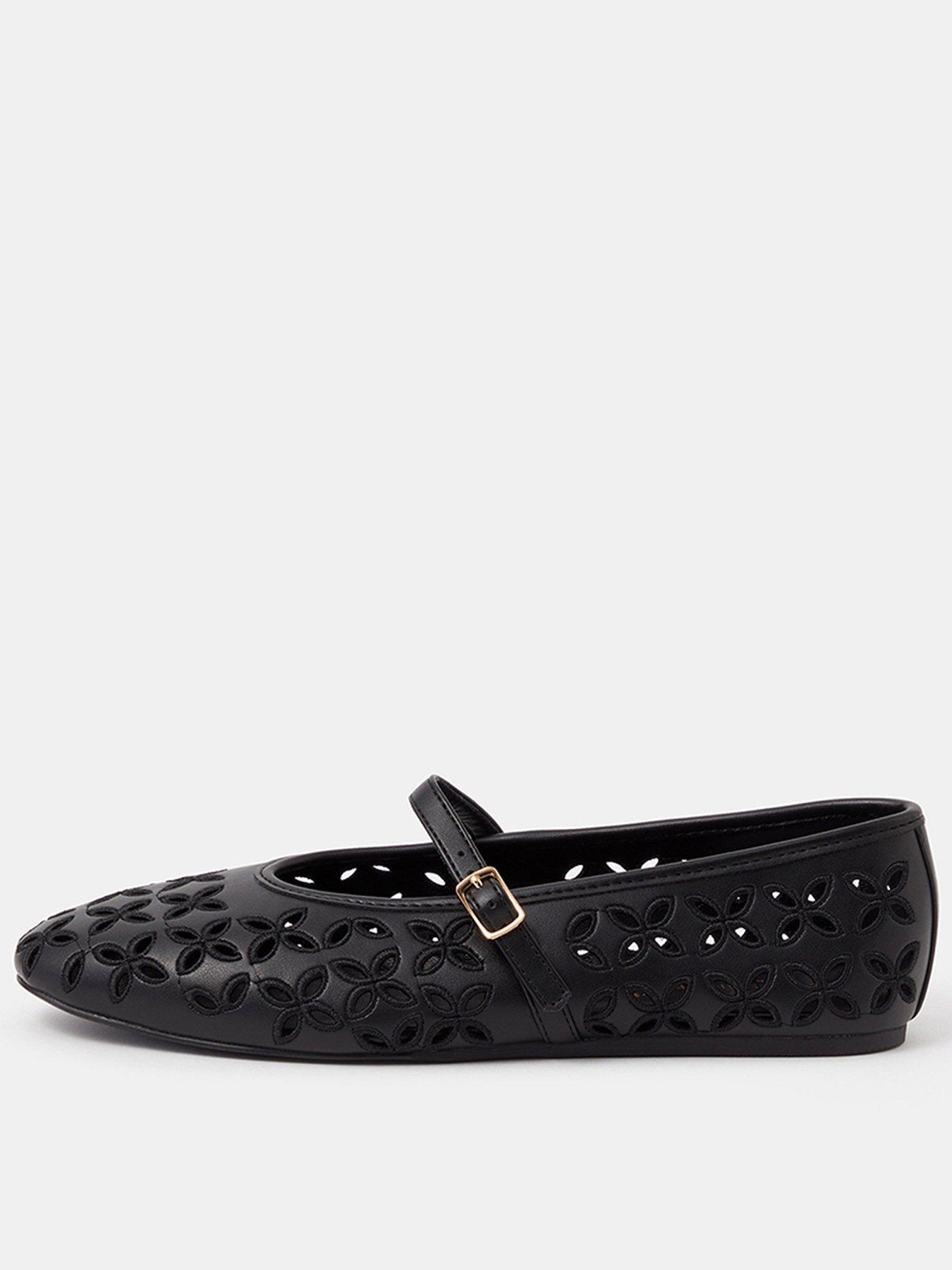 Accessorize Cut Out Mary Jane Ballet Flats - Black