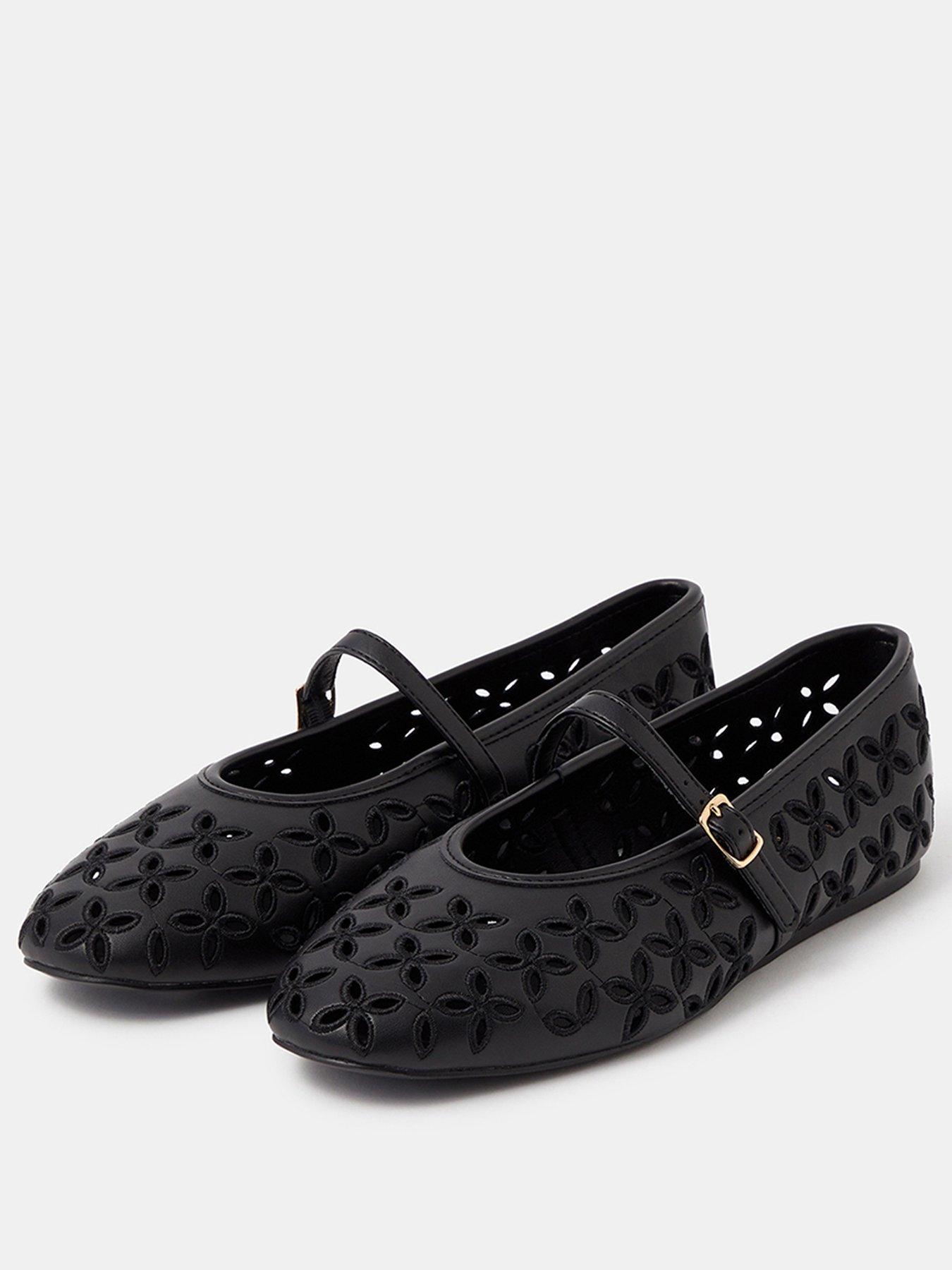 Image 2 of 3 of Accessorize Cut Out Mary Jane Ballet Flats - Black