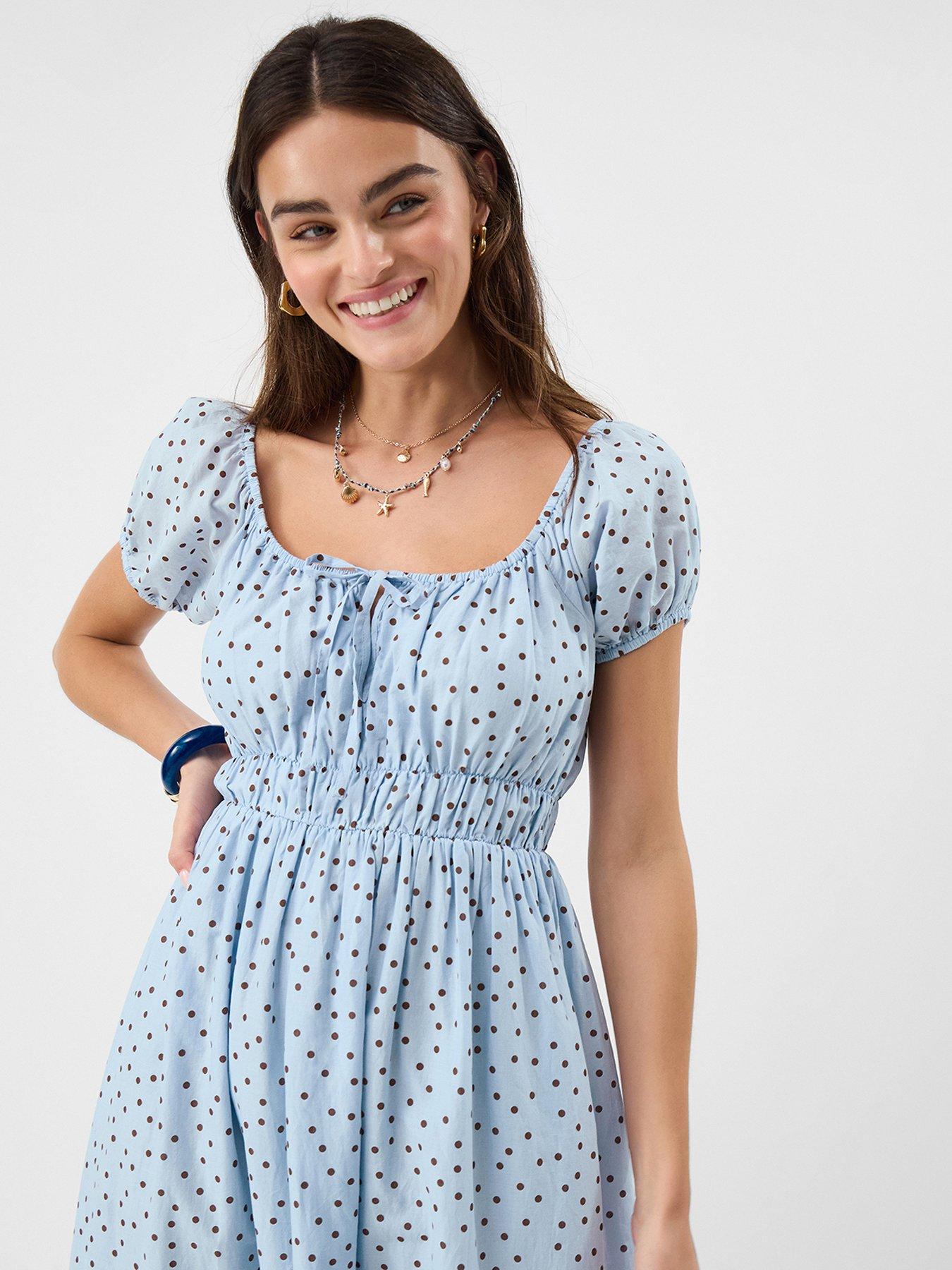 Image 3 of 4 of Accessorize Polka Dot Dress - Blue