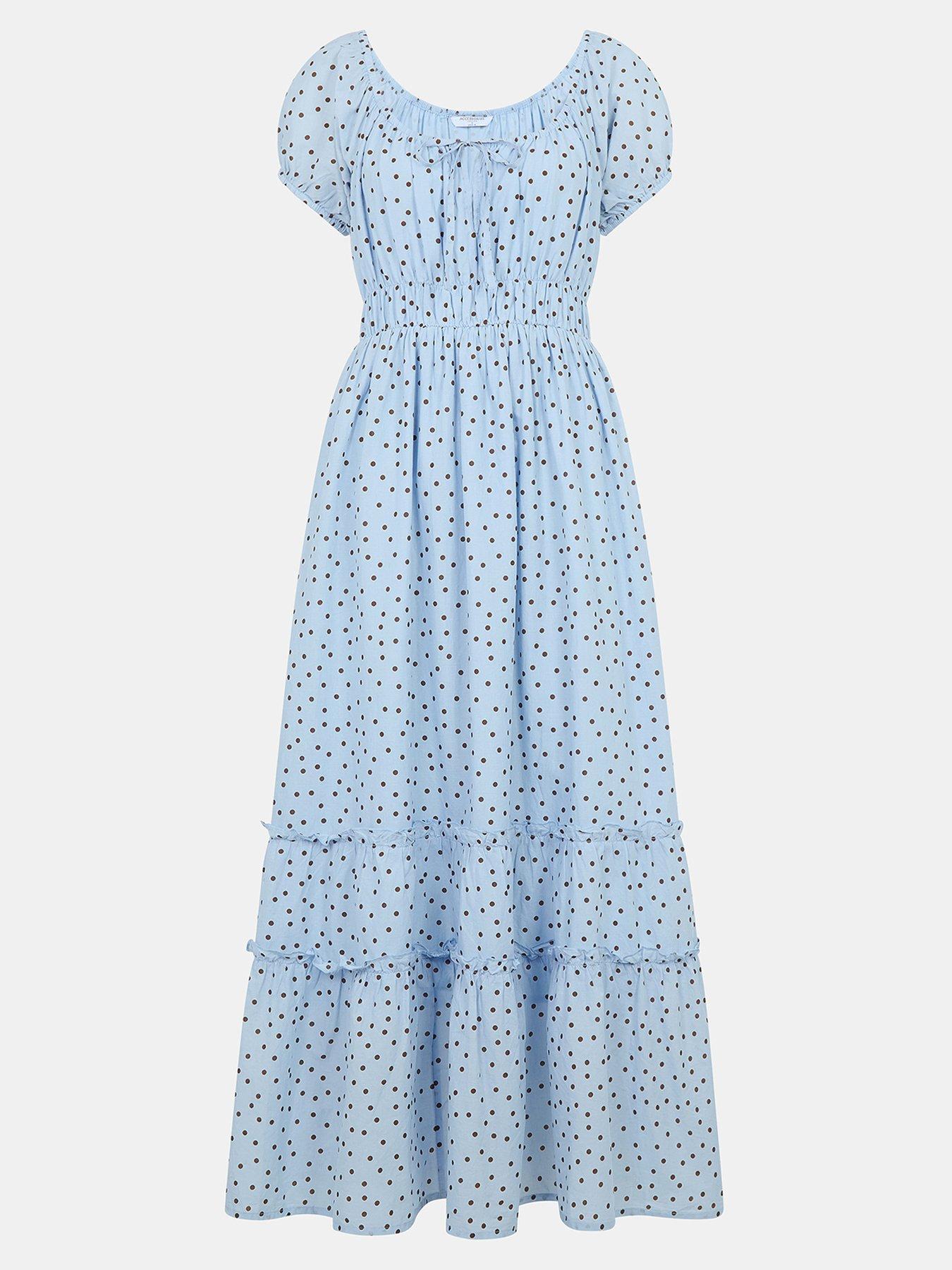 Image 4 of 4 of Accessorize Polka Dot Dress - Blue