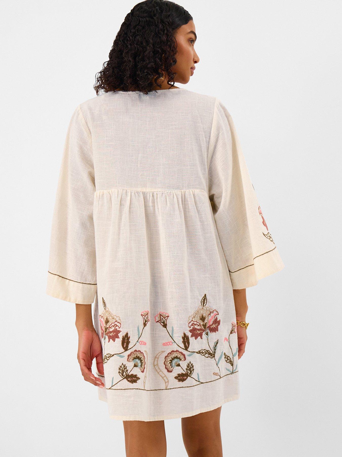 Image 2 of 5 of Accessorize Statement Embellished Kaftan - Cream