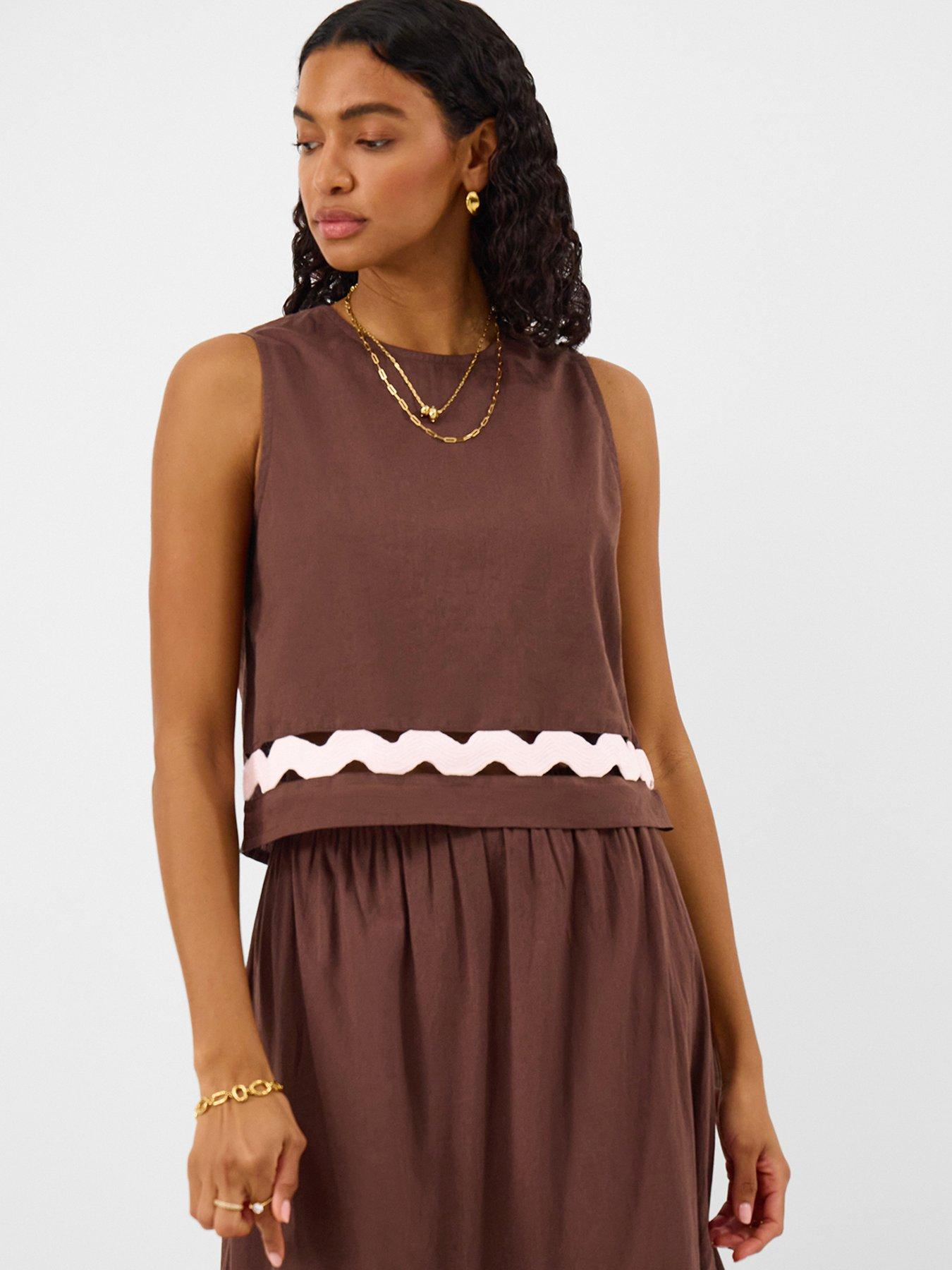 Image 1 of 4 of Accessorize Ric Rac Top - Brown