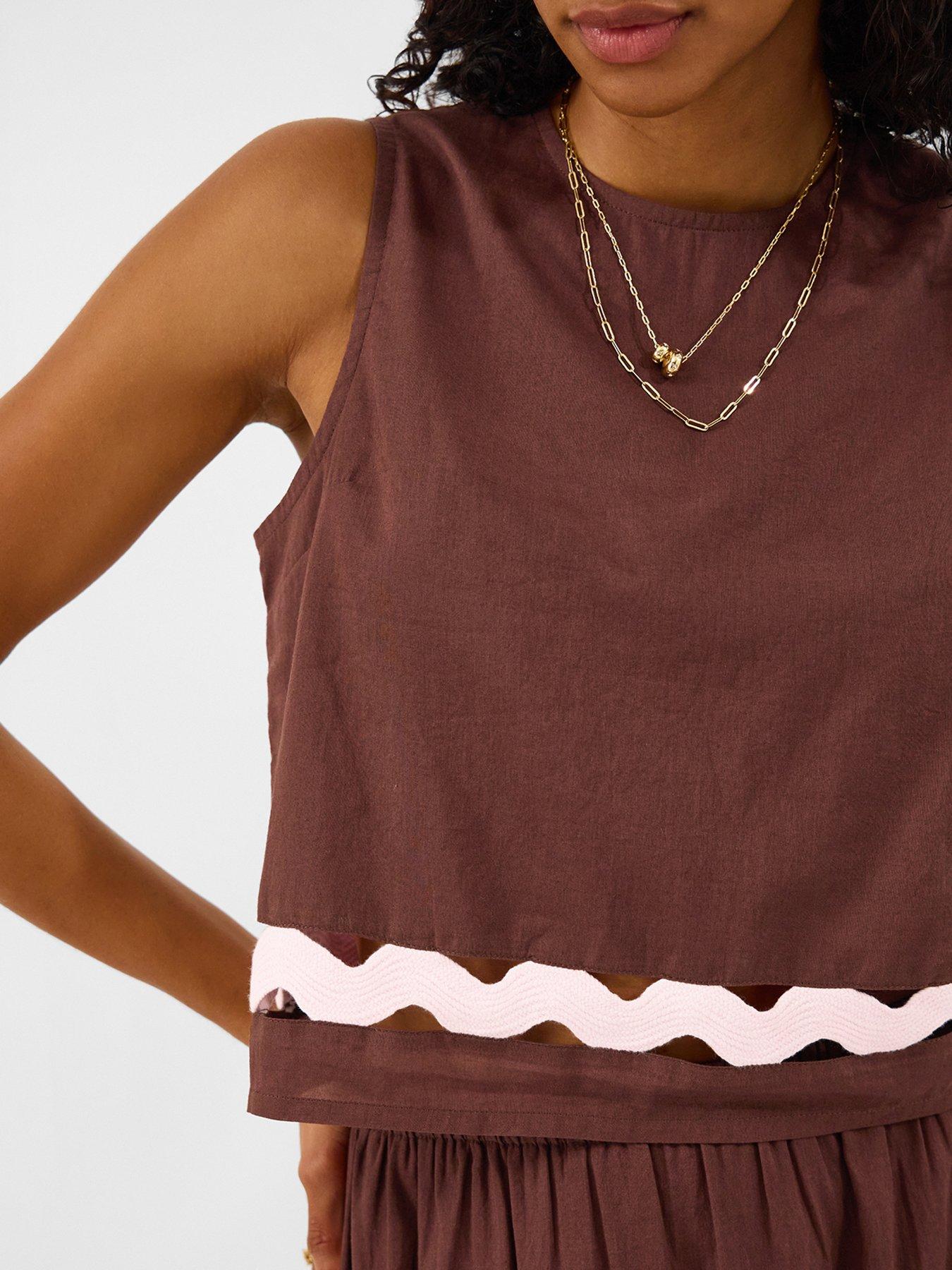 Image 4 of 4 of Accessorize Ric Rac Top - Brown