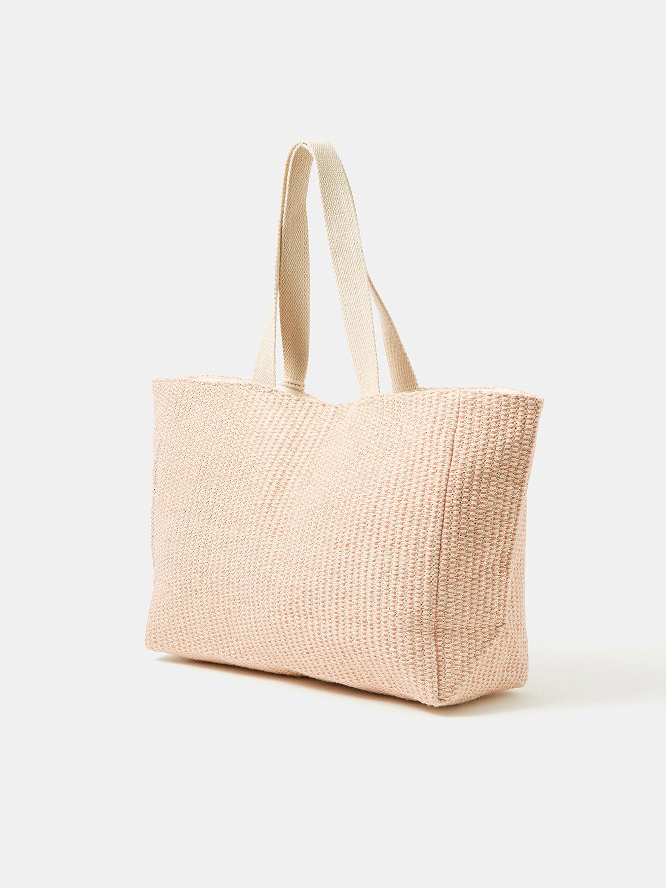 Image 3 of 5 of Accessorize Woven Metallic Beach Bag - Orange
