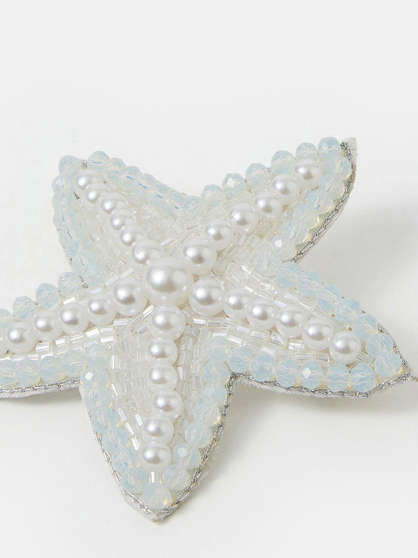 Image 4 of 4 of Accessorize Beaded Starfish Barrette Hair Clip