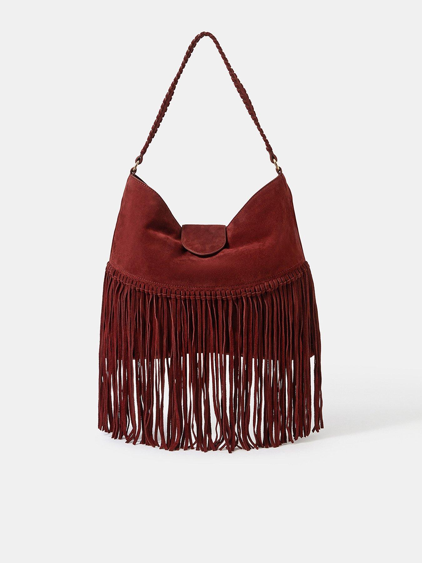Accessorize Suede Fringe Shoulder