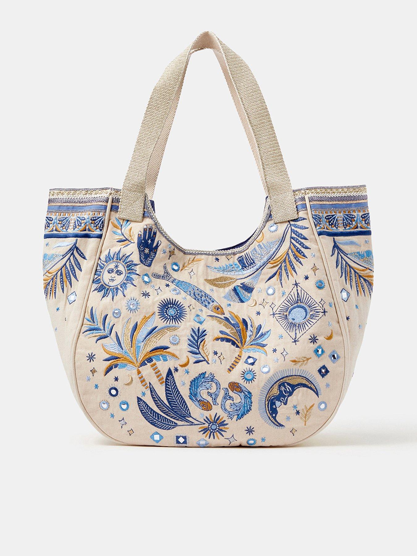 Image 1 of 5 of Accessorize Celestial Embroidered Tote Bag - Multi