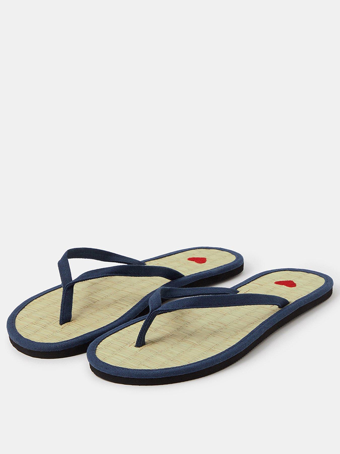 Image 2 of 3 of Accessorize Heart Seagrass Flip Flops - Blue