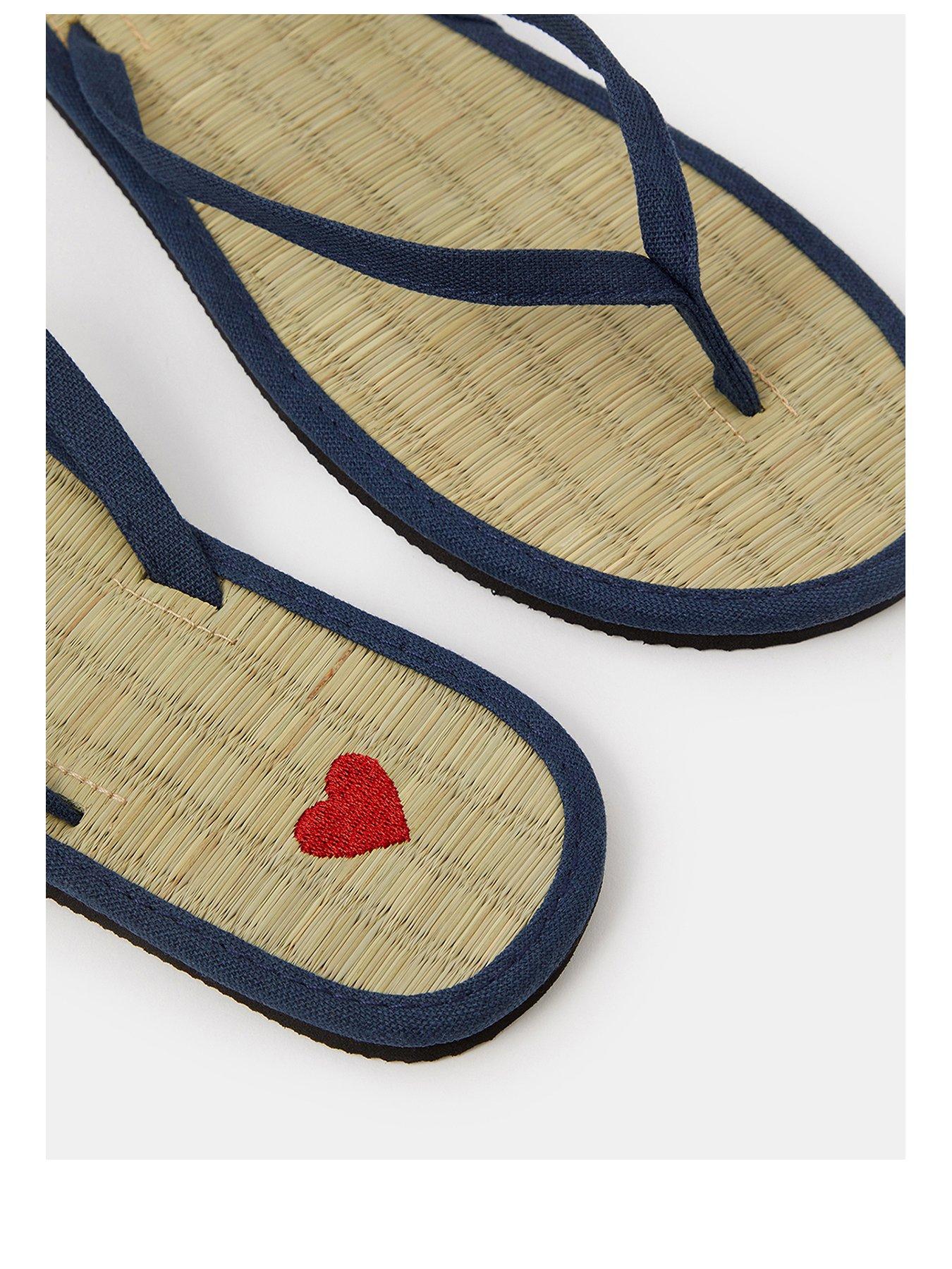 Image 3 of 3 of Accessorize Heart Seagrass Flip Flops - Blue