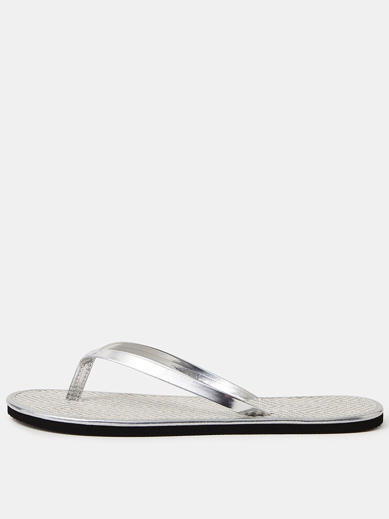 Accessorize Metallic Seagrass Flip Flops - Silver