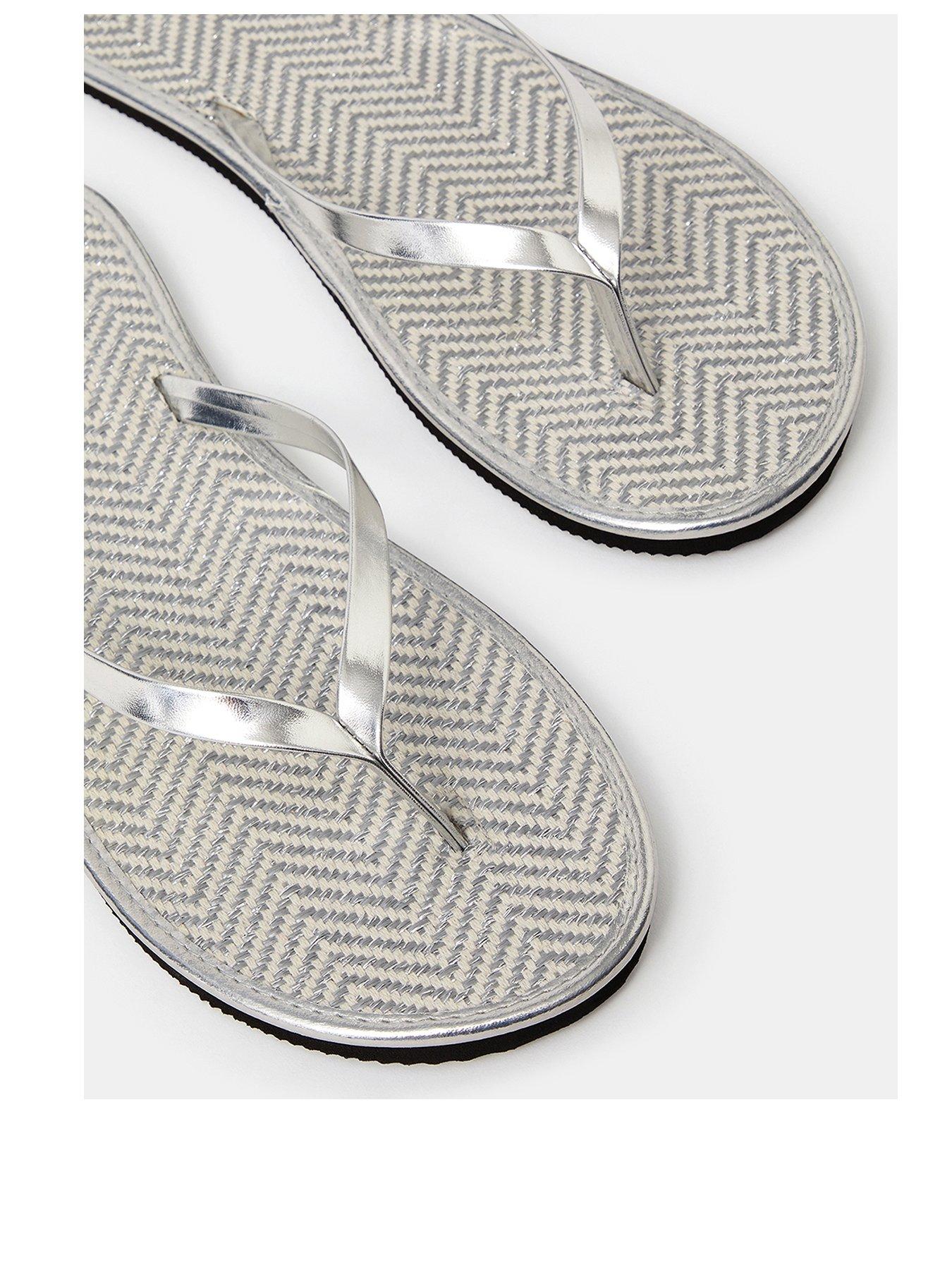 Image 3 of 3 of Accessorize Metallic Seagrass Flip Flops - Silver