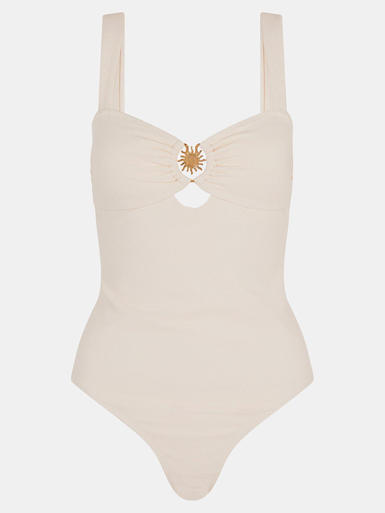 Image 5 of 5 of Accessorize Sun Keyhole Buckle Swimsuit - Cream