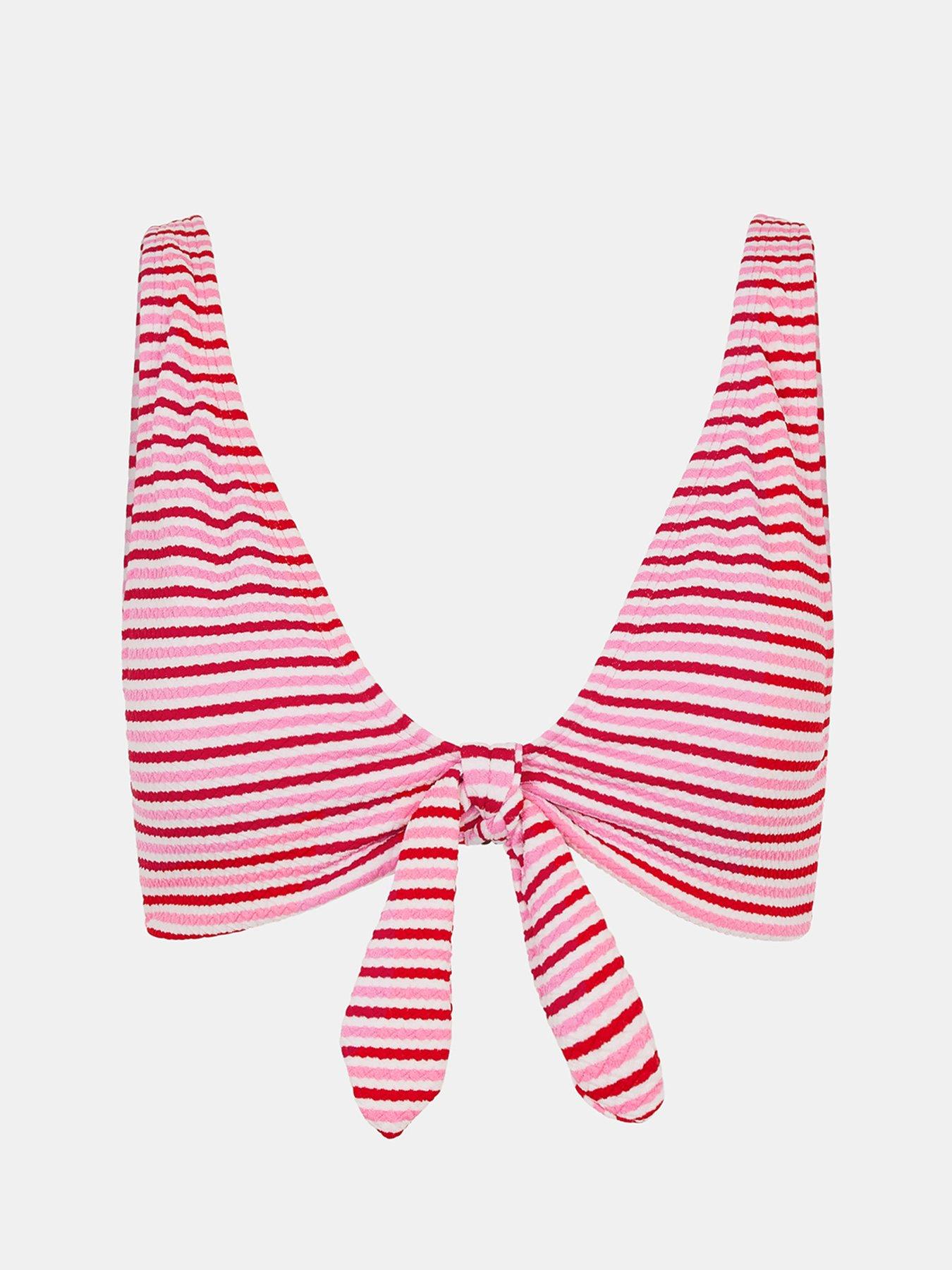 Image 5 of 5 of Accessorize Bright Stripe Crinkle Textured Bikini Top - Multi