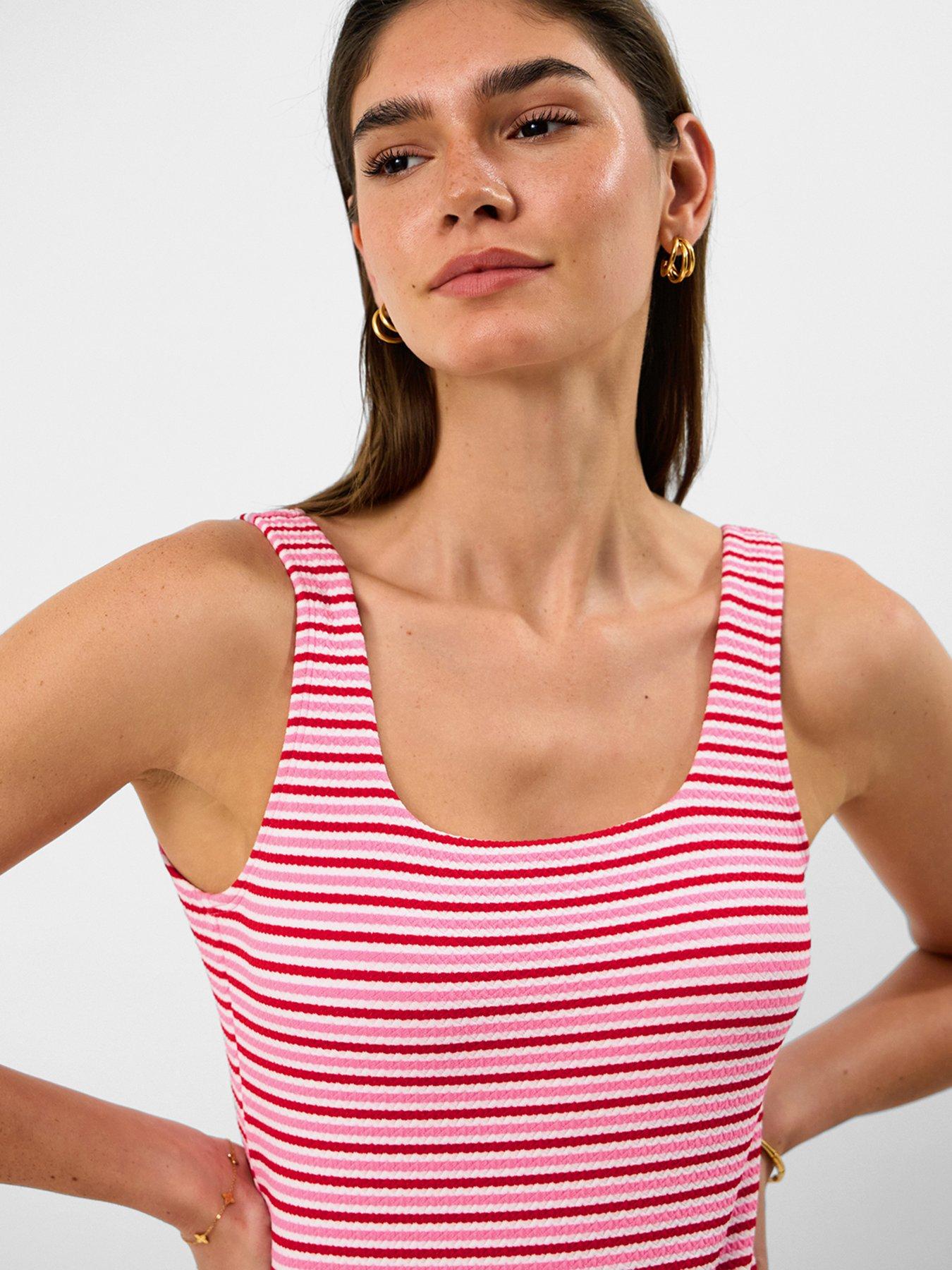 Image 4 of 5 of Accessorize Stripe Crinkle Textured Swimsuit - Multi