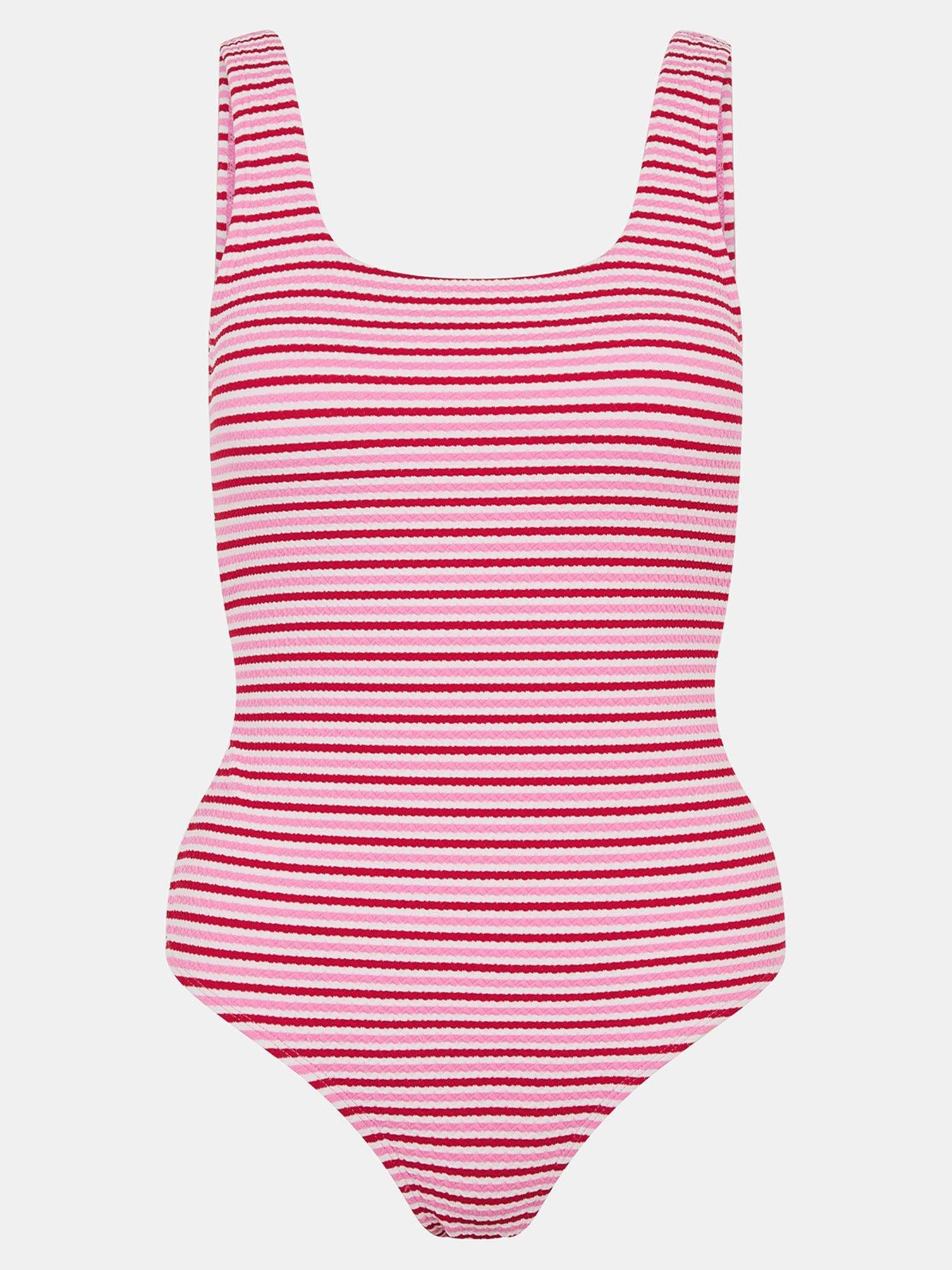 Image 5 of 5 of Accessorize Stripe Crinkle Textured Swimsuit - Multi