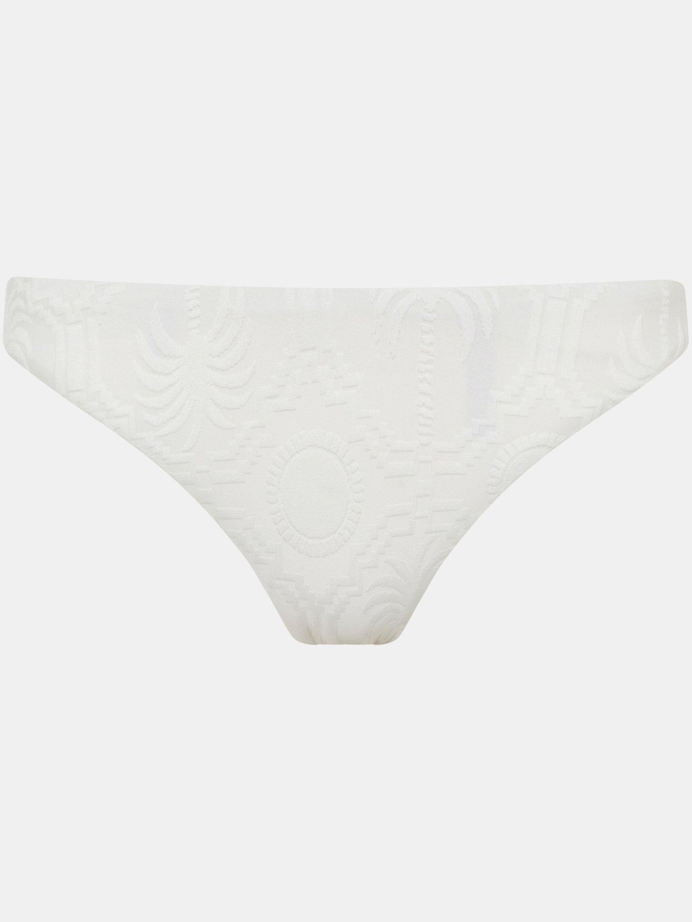 Image 4 of 4 of Accessorize Jacquard Low Rise Bikini Bottoms - White