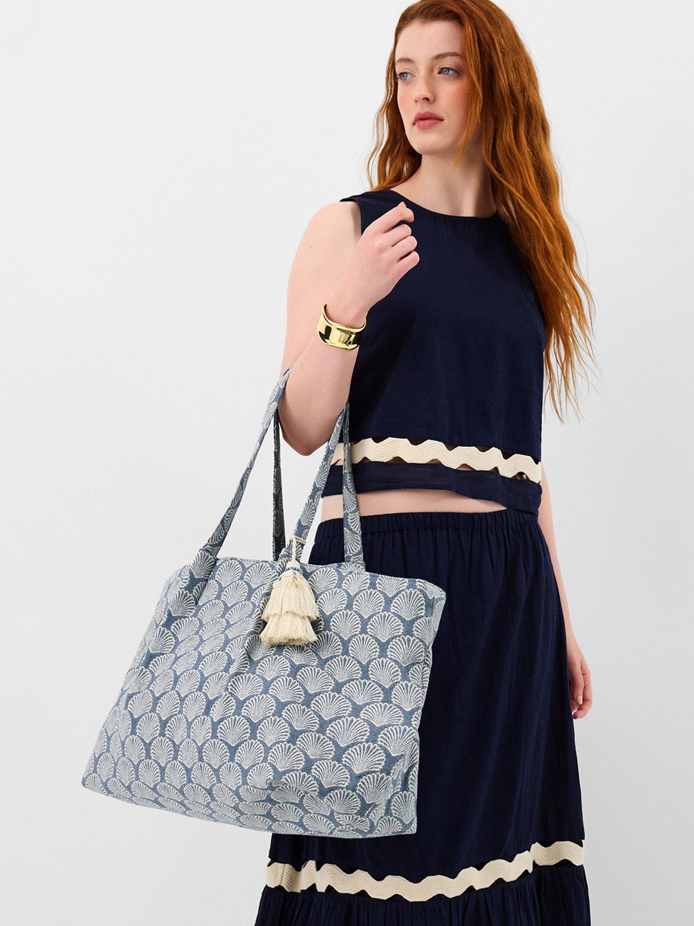 Image 2 of 5 of Accessorize Shell Print Weekend Bag - Blue